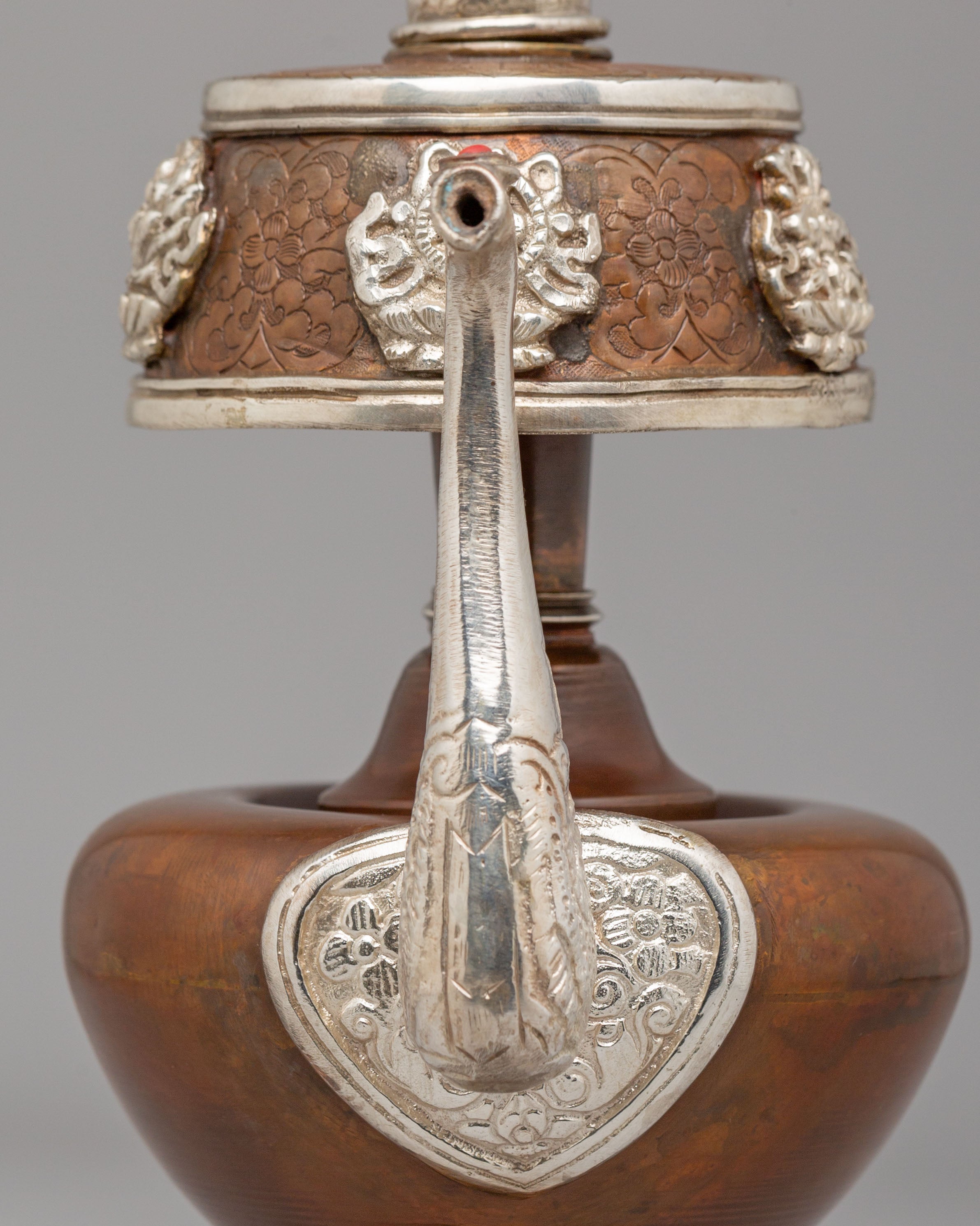 Spiritual Ceremonial Bhumba Pair | Tibetan Ritual Copper Silver Vessels