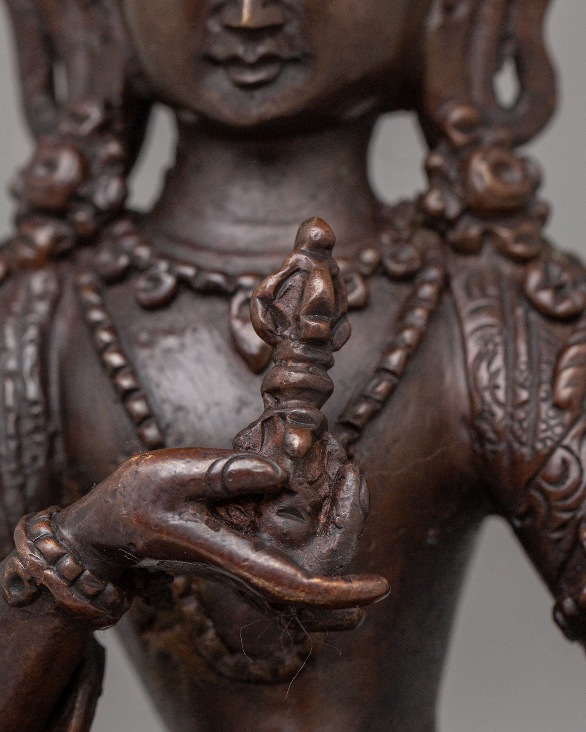 Himalayan Vajrasattva Spiritual Statue | Handcrafted Oxidized Copper Artwork