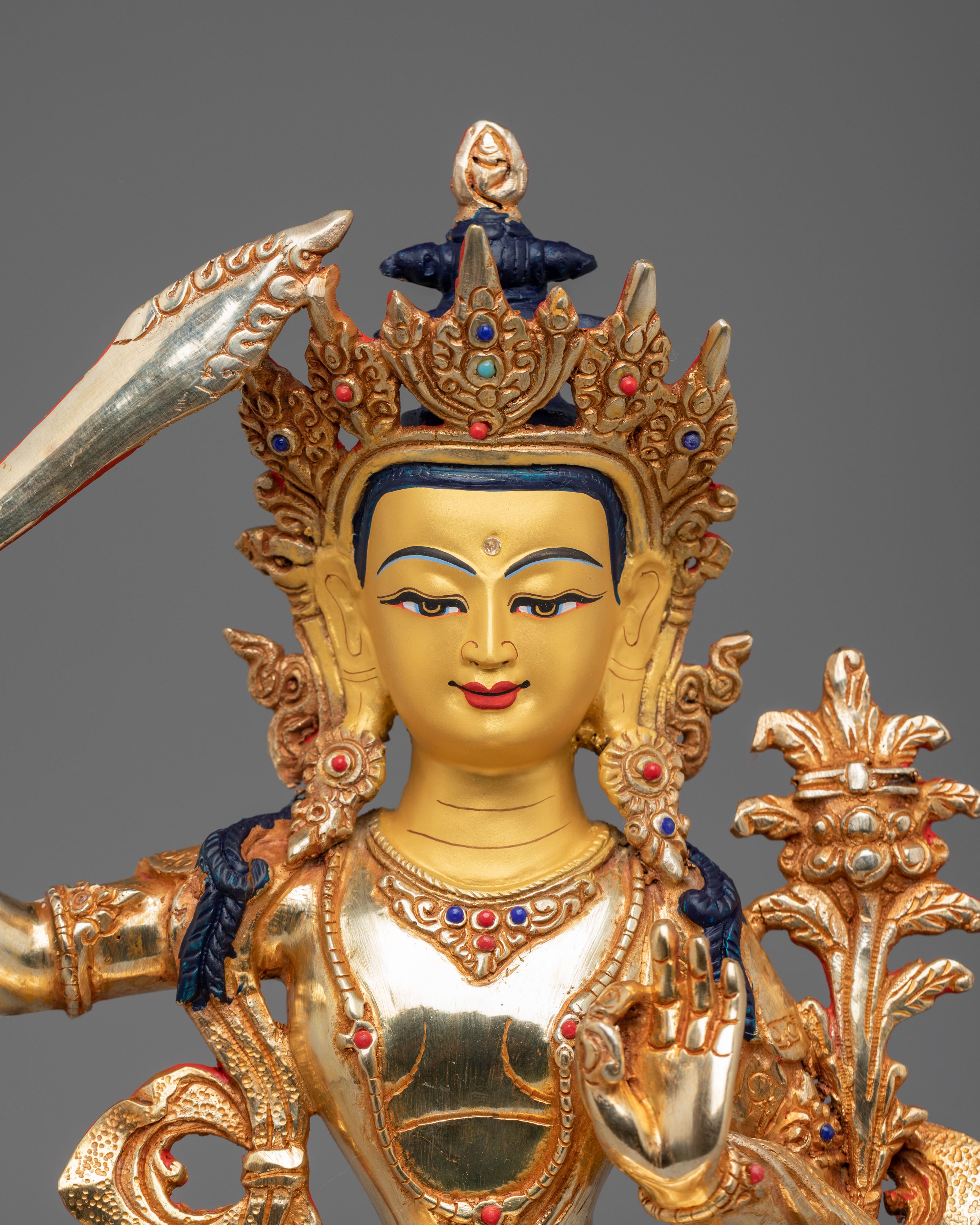 Handmade Manjushri Bodhisattva Sculpture | Wisdom Deity Statue