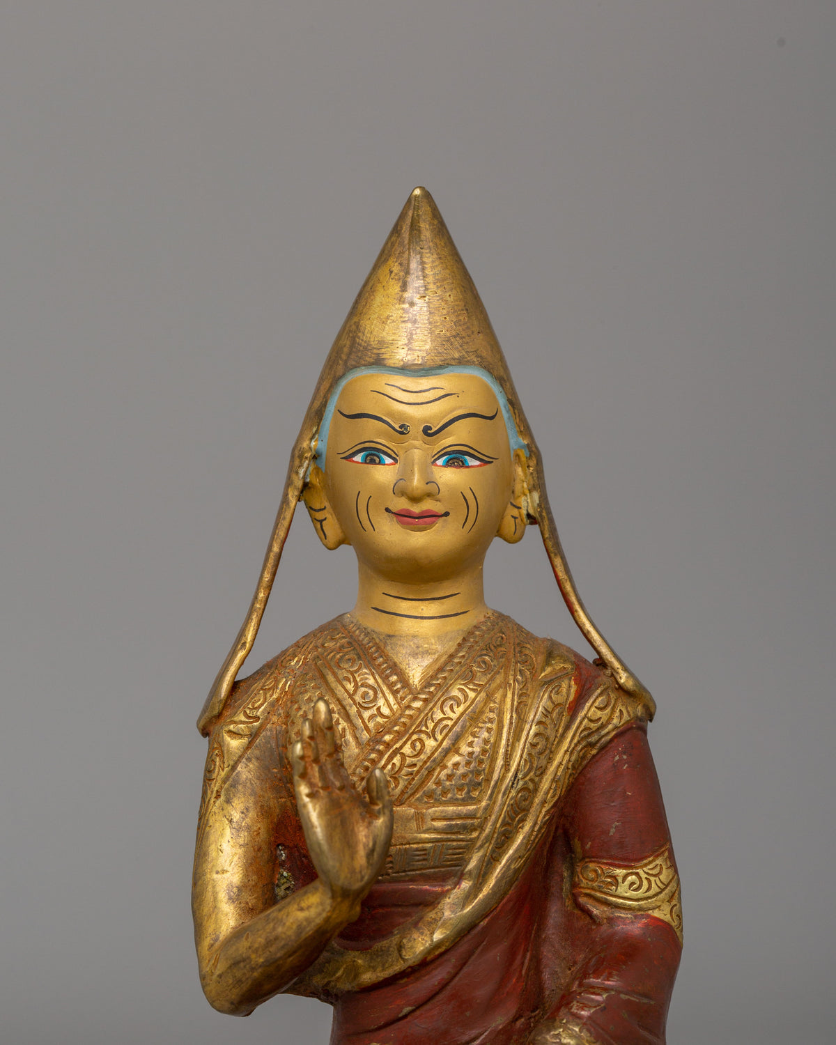 Handcrafted Tsongkhapa Set Statue | Tibetan Buddhist Master