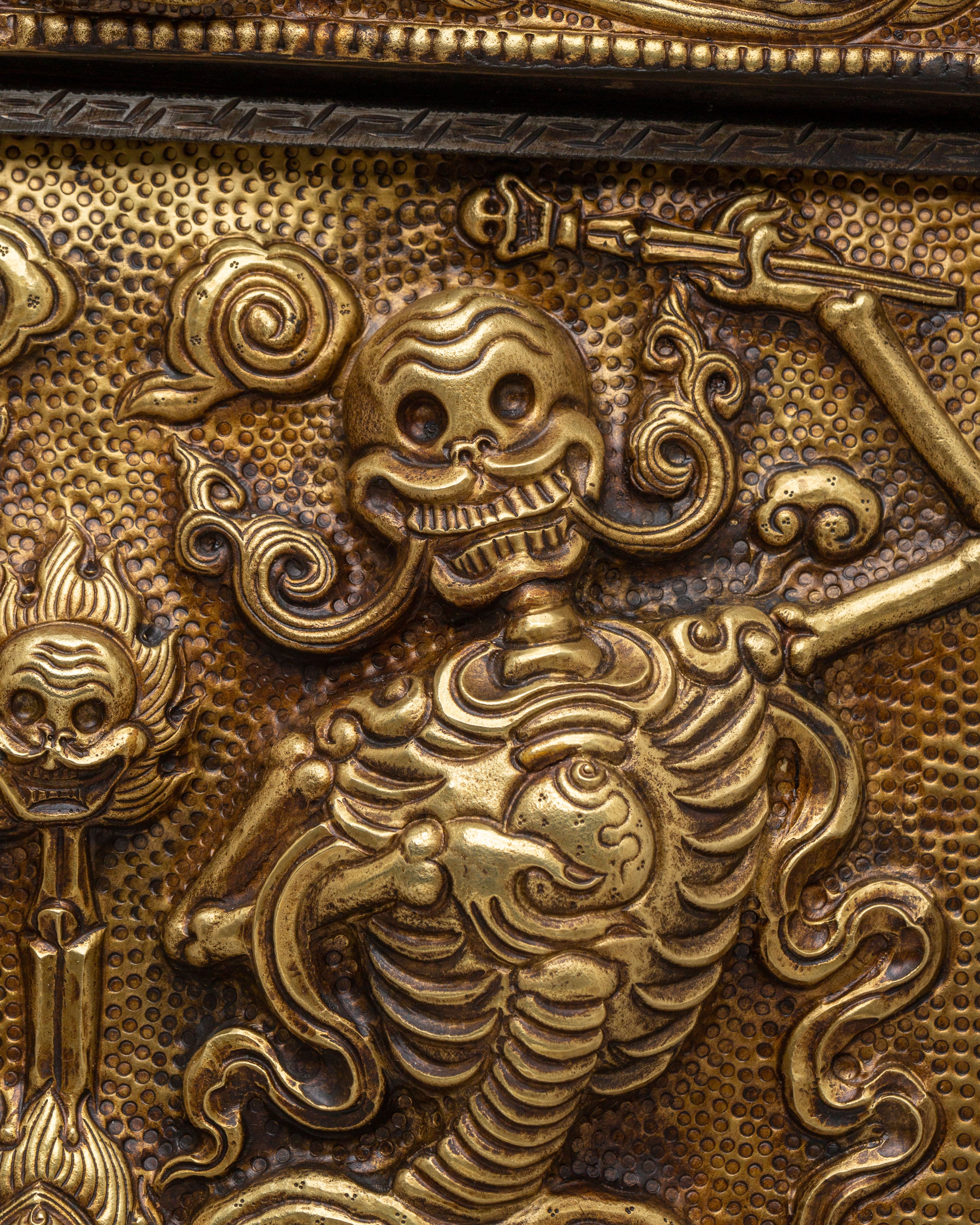 Buddhist Citipati Wall Hanging | Handcrafted Tibetan Skull Deity Art
