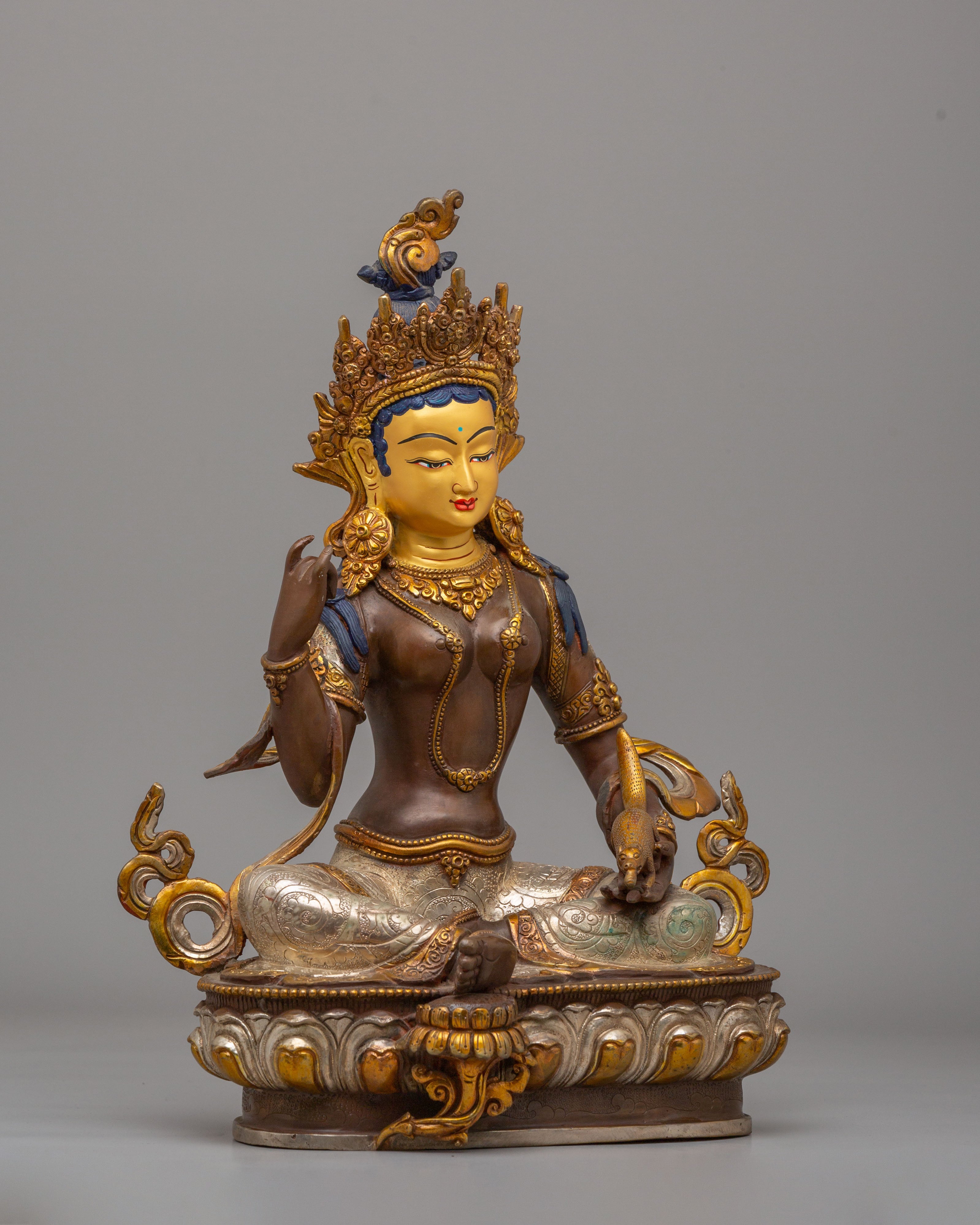 Red Manohara Vasudhara Statue | Traditional Himalayan Artwork