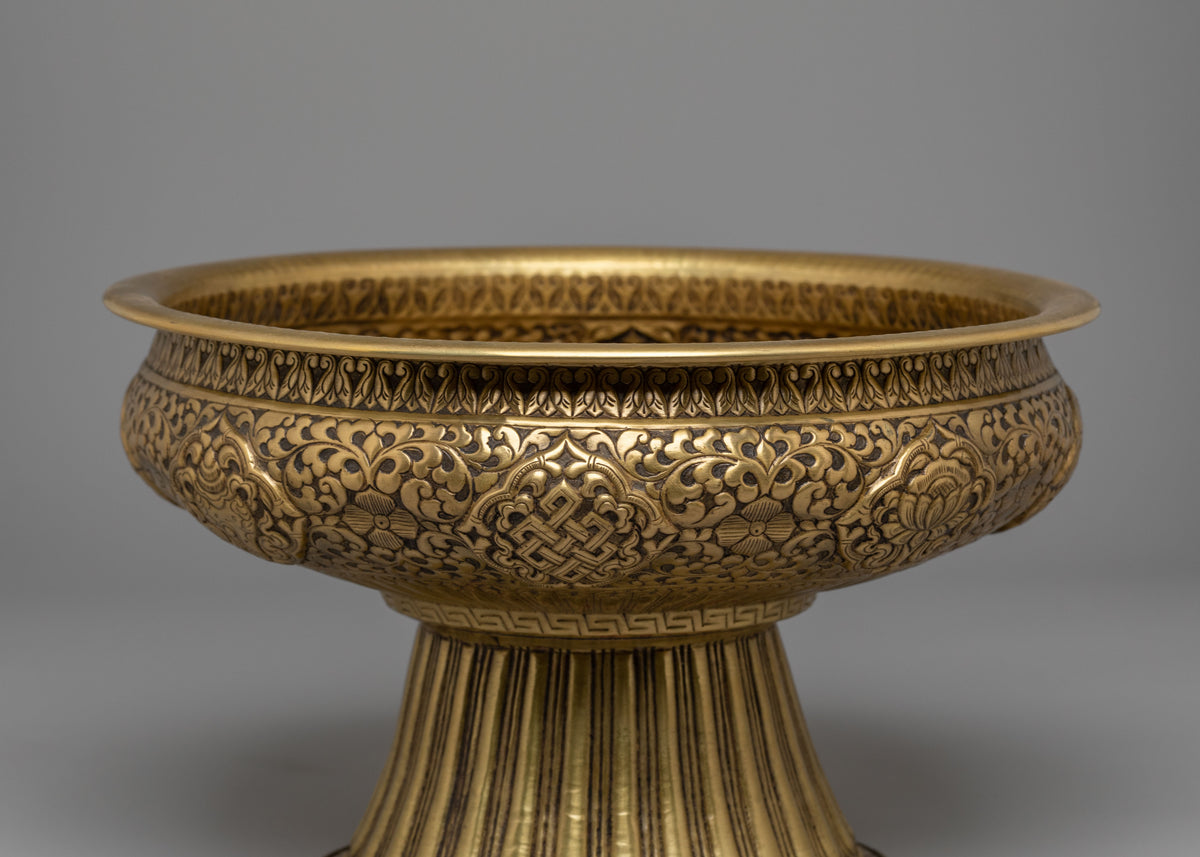 Buddhist Ritual Urli Bowl | Handcrafted Brass Flower Vessel