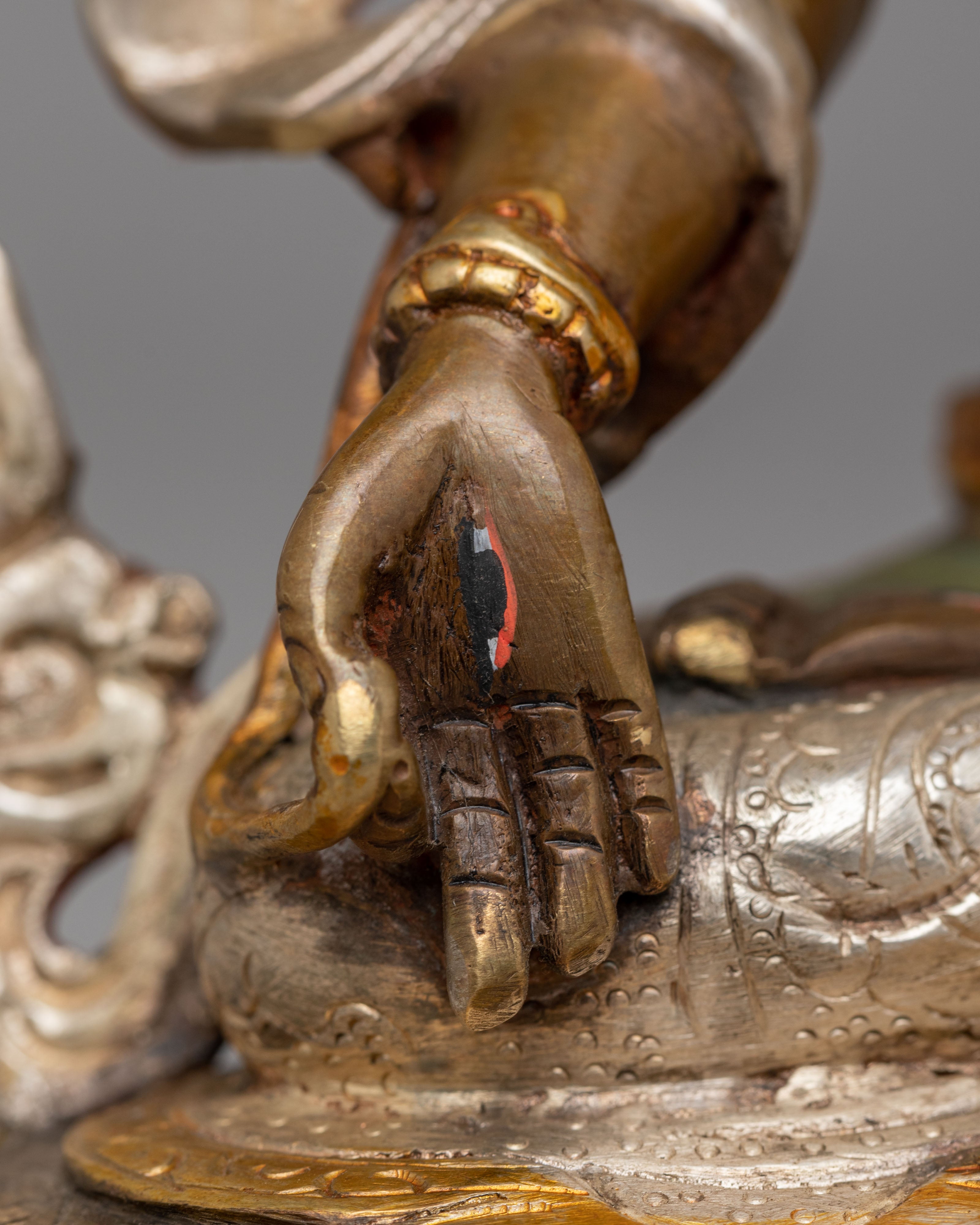 Himalayan White Tara Statue for Altar | Oxidized Copper Body
