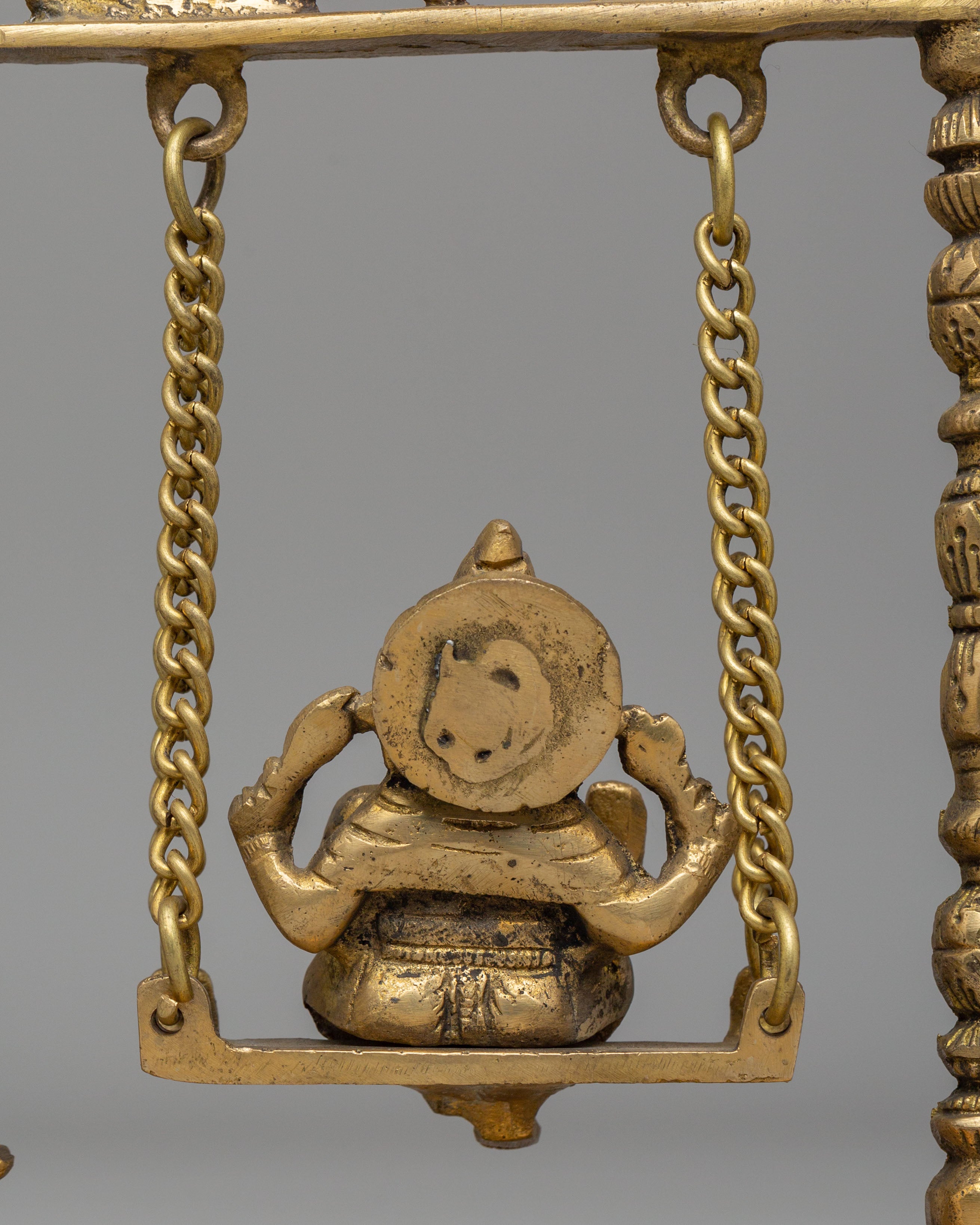 Handmade Ritual Ganesh on Swing | Brass Hindu God Figurine