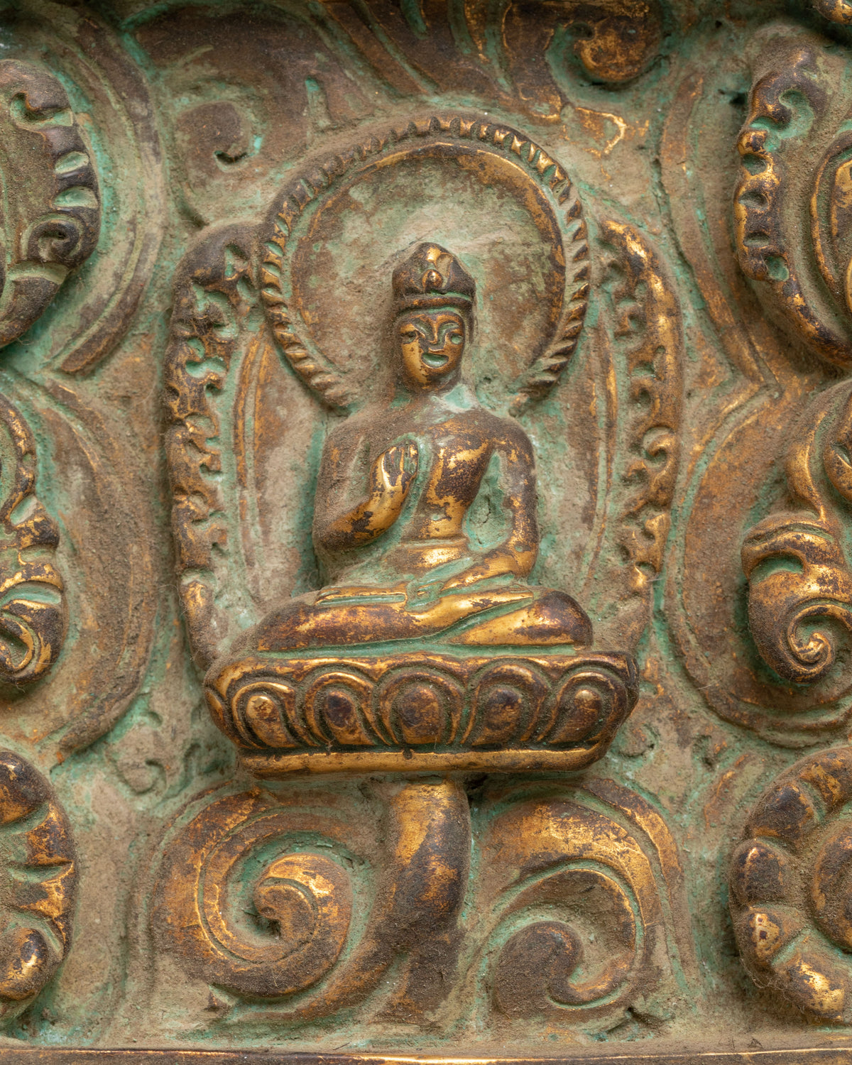 Tibetan Buddhist Door Hanging Buddha Set | Handcrafted Copper Buddha Panel