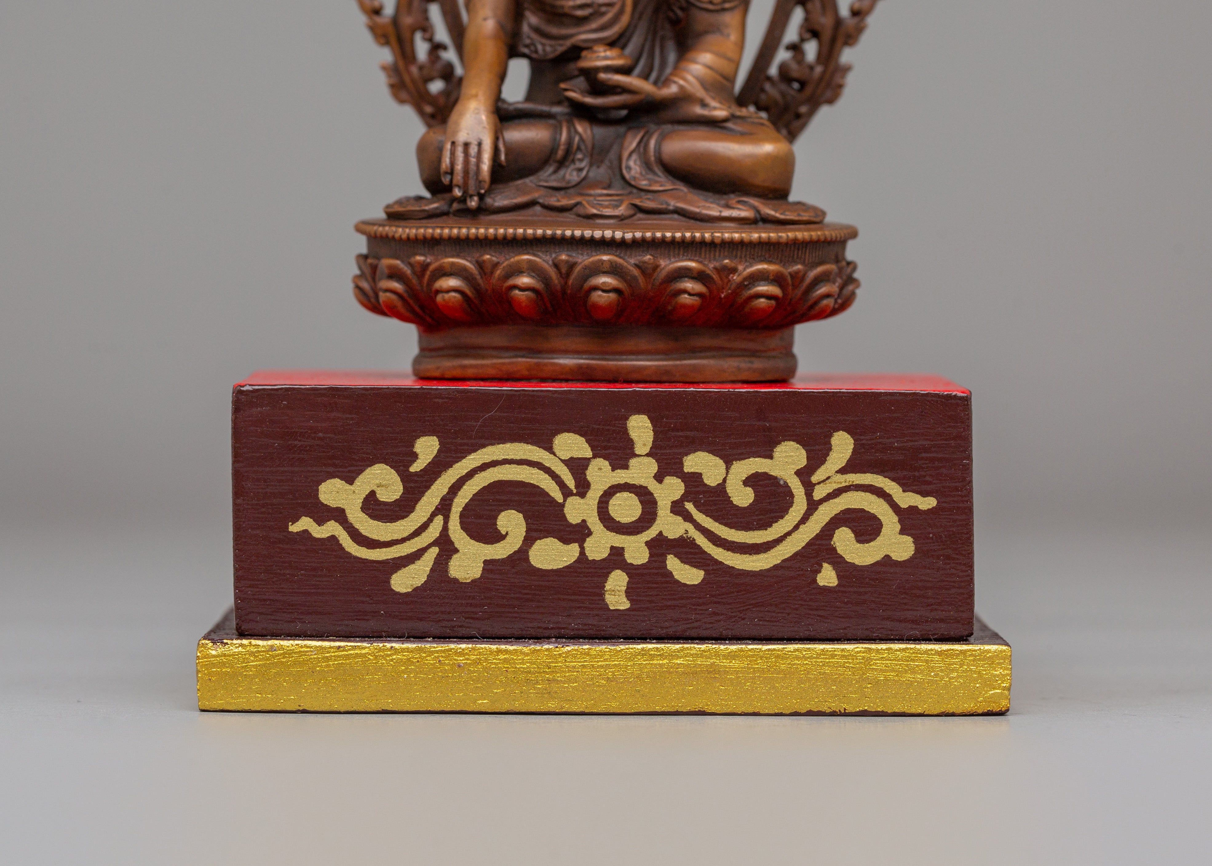 Tibetan Shakyamuni Buddha Deity Figurine | Handcrafted Wooden Statue