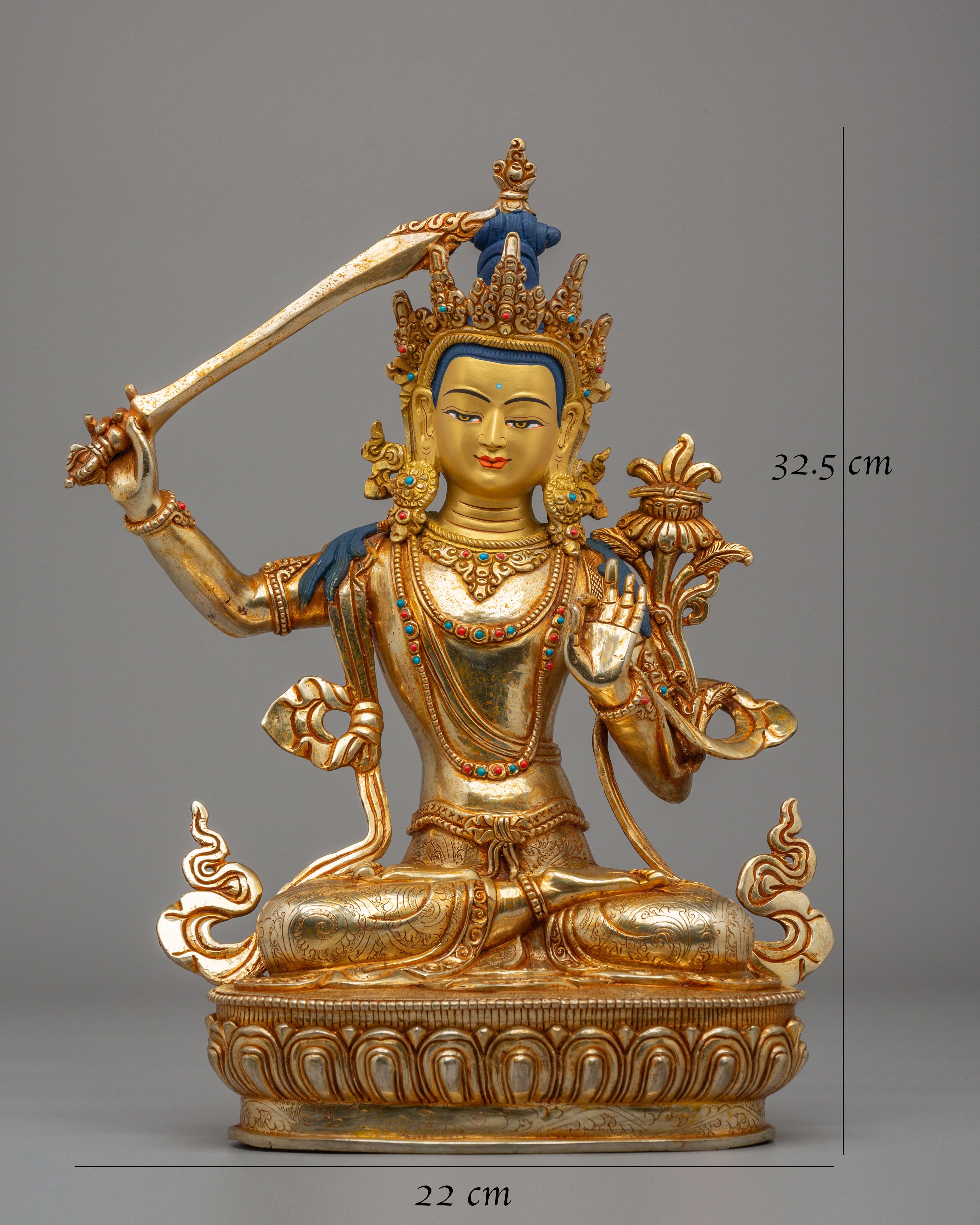 Manjushri Statue with Wisdom Sword | Tibetan Bodhisattva of Wisdom