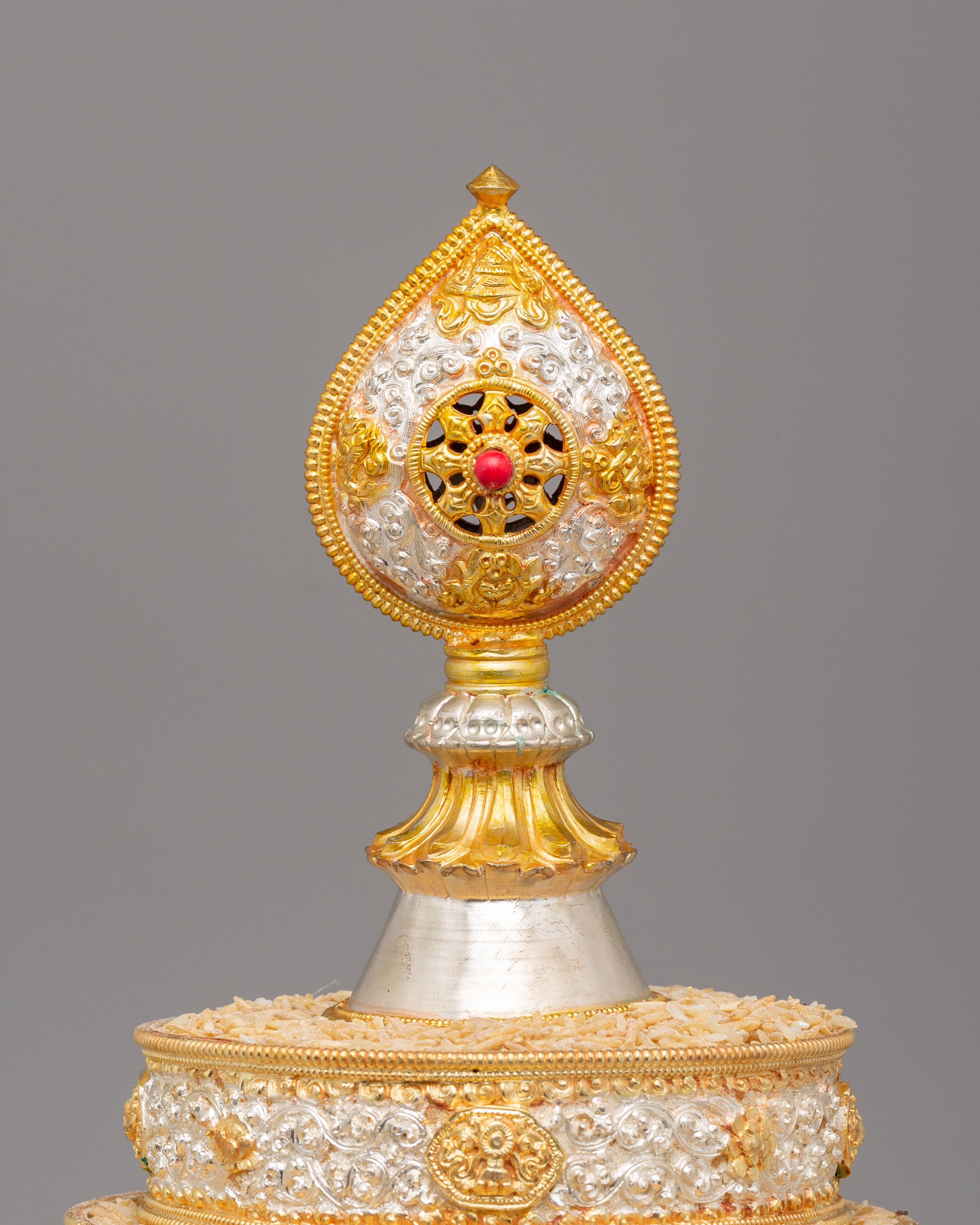 Gold-Plated Tibetan Mandala  Offering | Sacred Tibetan Buddhist Ritual Object