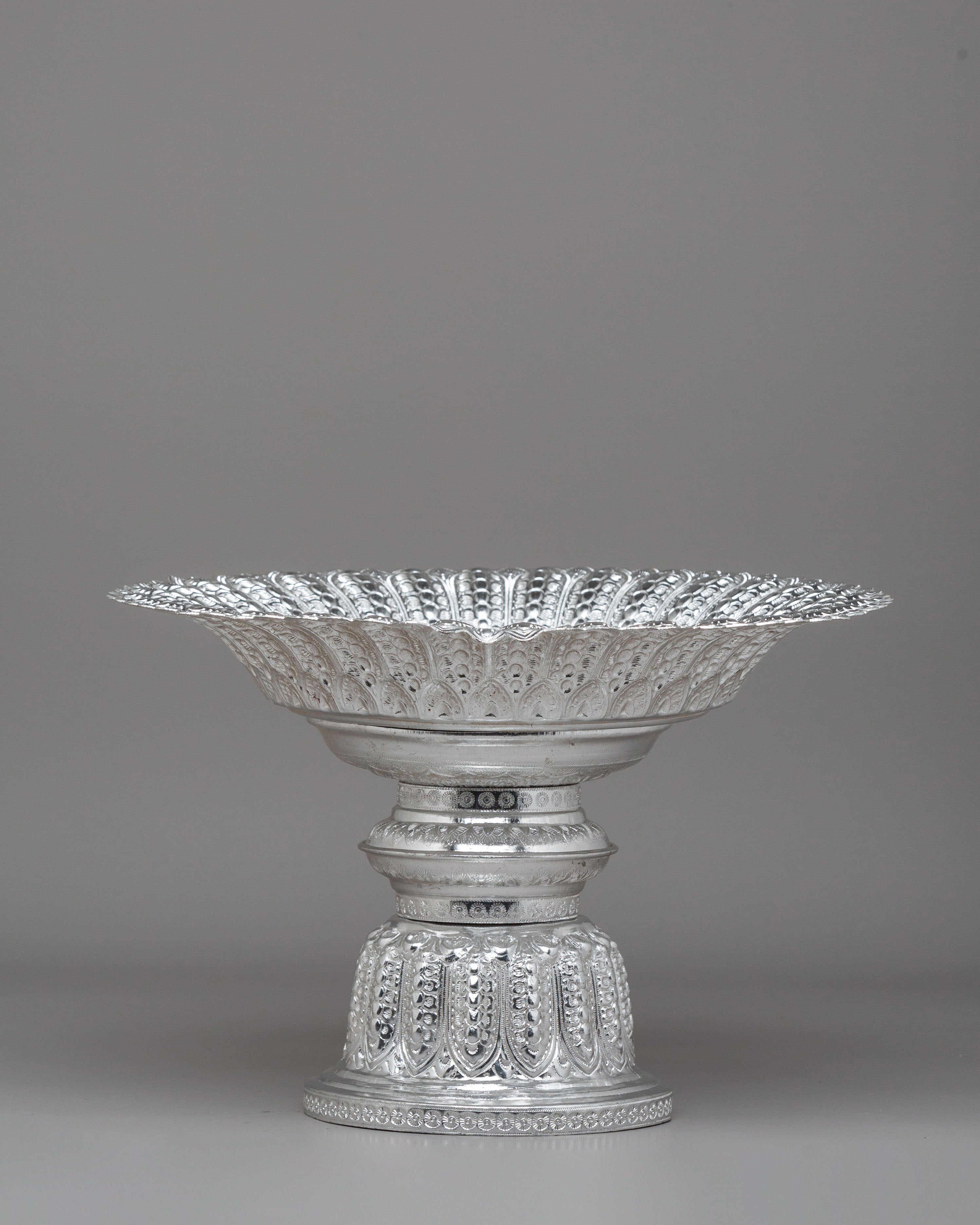 Silver Ritual Tika Thali | Traditional Altar Plate for Meditation