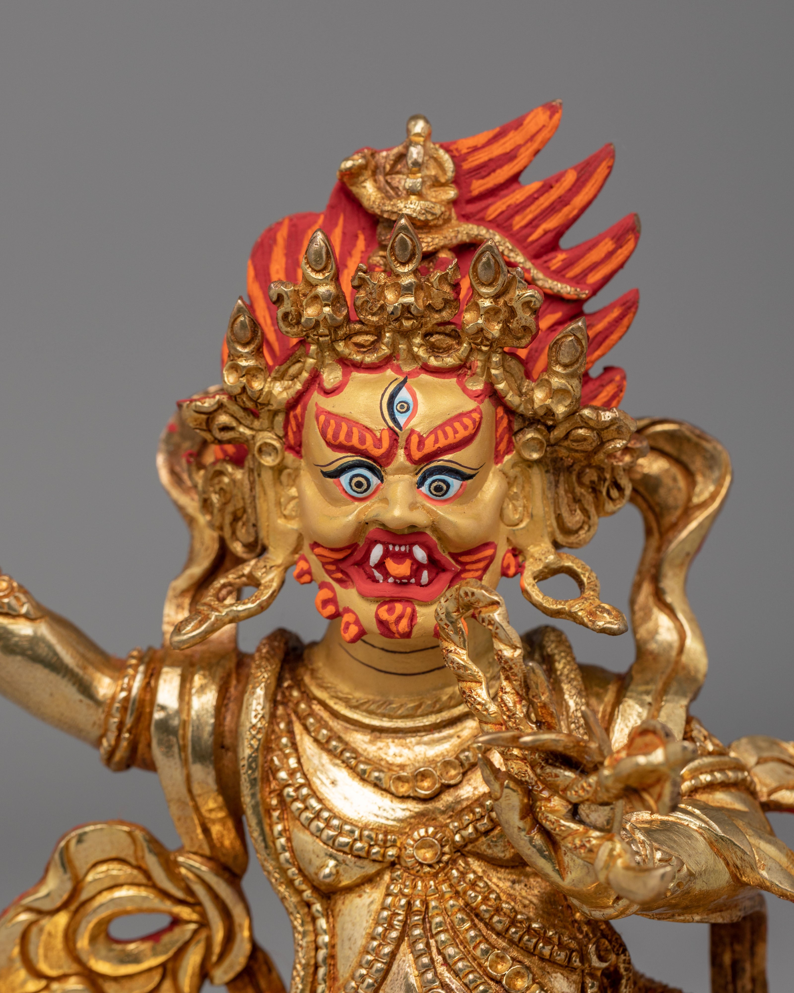 Traditional Vajrapani Sacred Sculpture | 24K Gold Plated Copper Buddhist Statue
