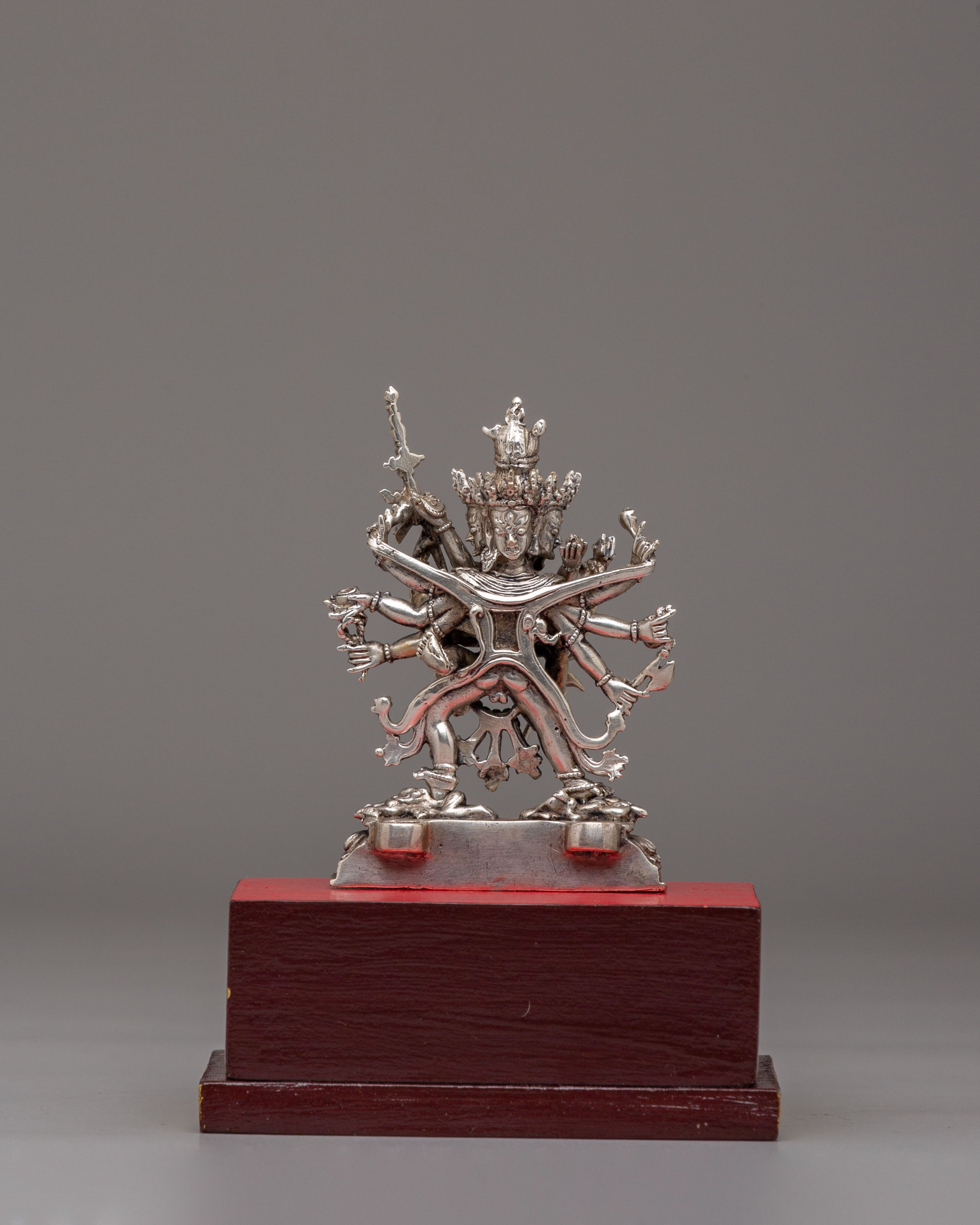 Tibetan Chakrasamvara with Consort Statue | Silver Plated Copper Buddhist Art