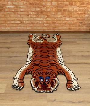 Handwoven Boho Style Tiger Rug