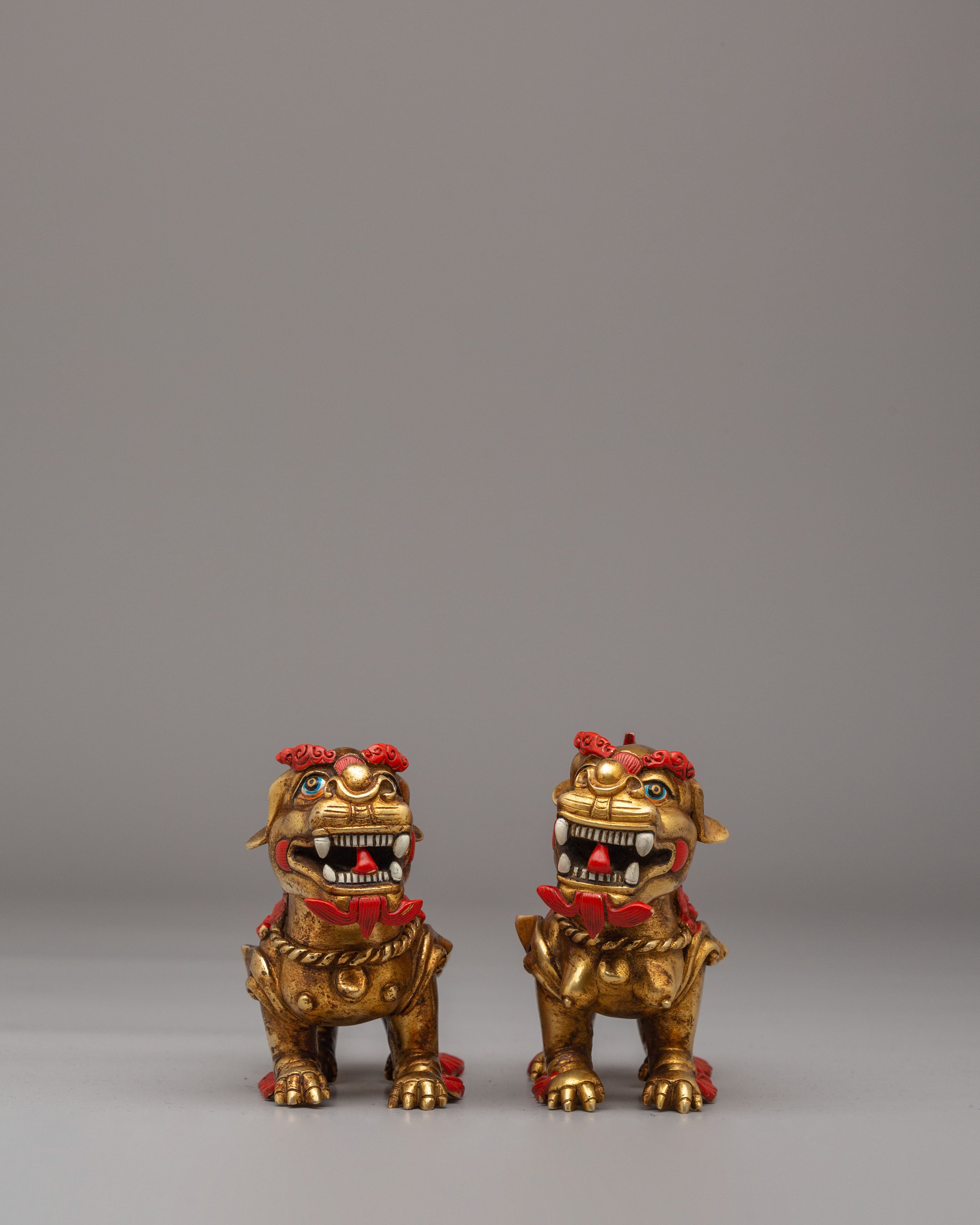 Traditional Decorative Lion Set | Handcrafted Copper Lion Figurines