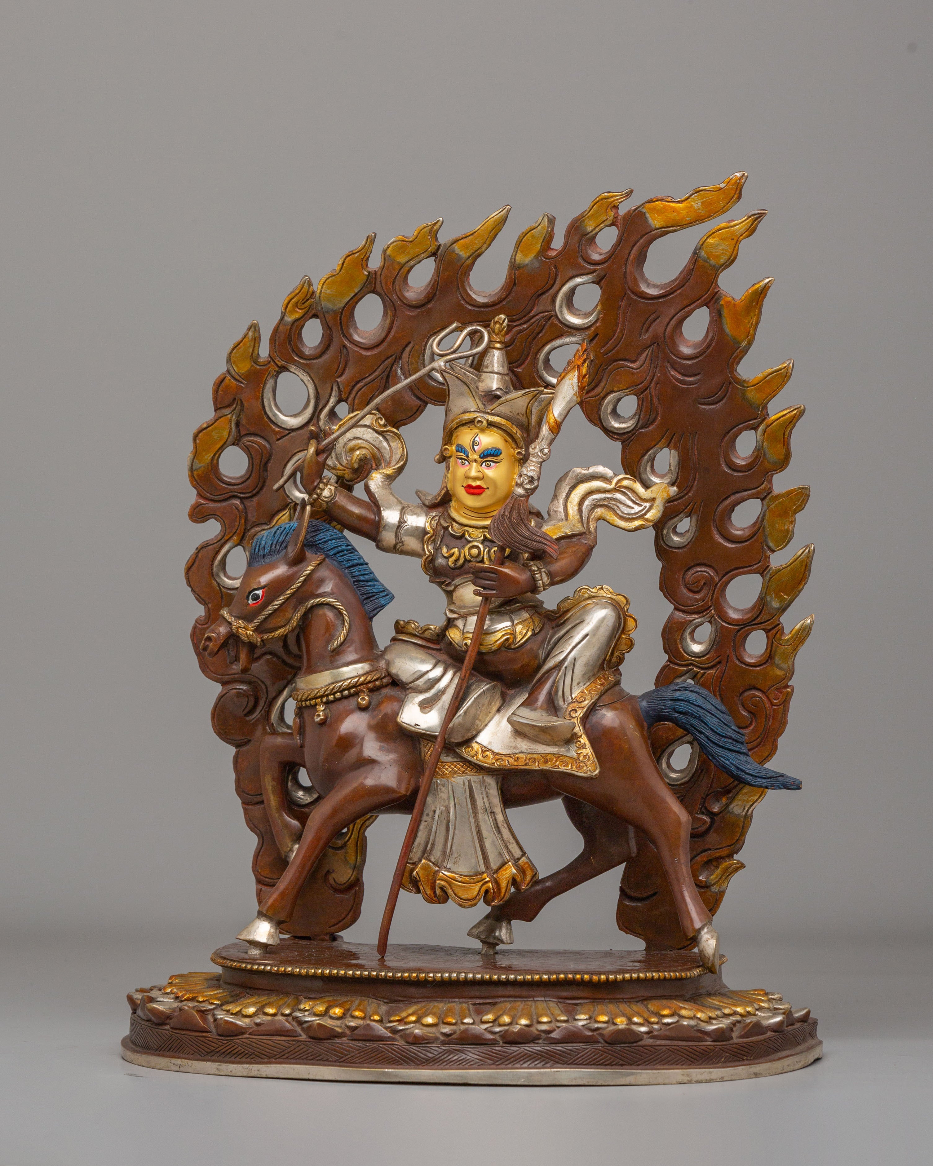 Vajrayana Protector King Gesar Statue | Sacred Tibetan Deity Sculpture