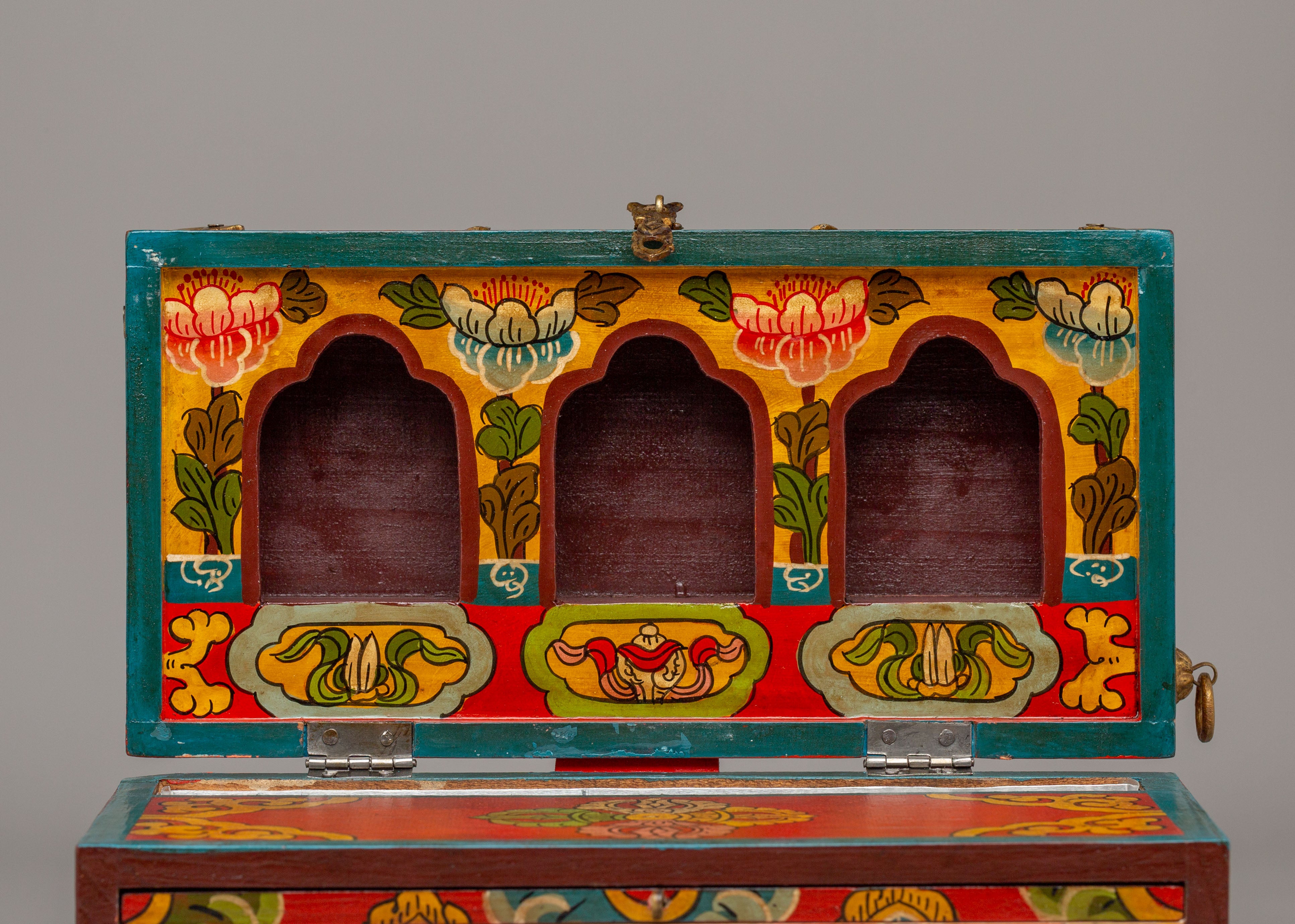 Tibetan Wooden Altar Box | Spiritual Storage Altar Box