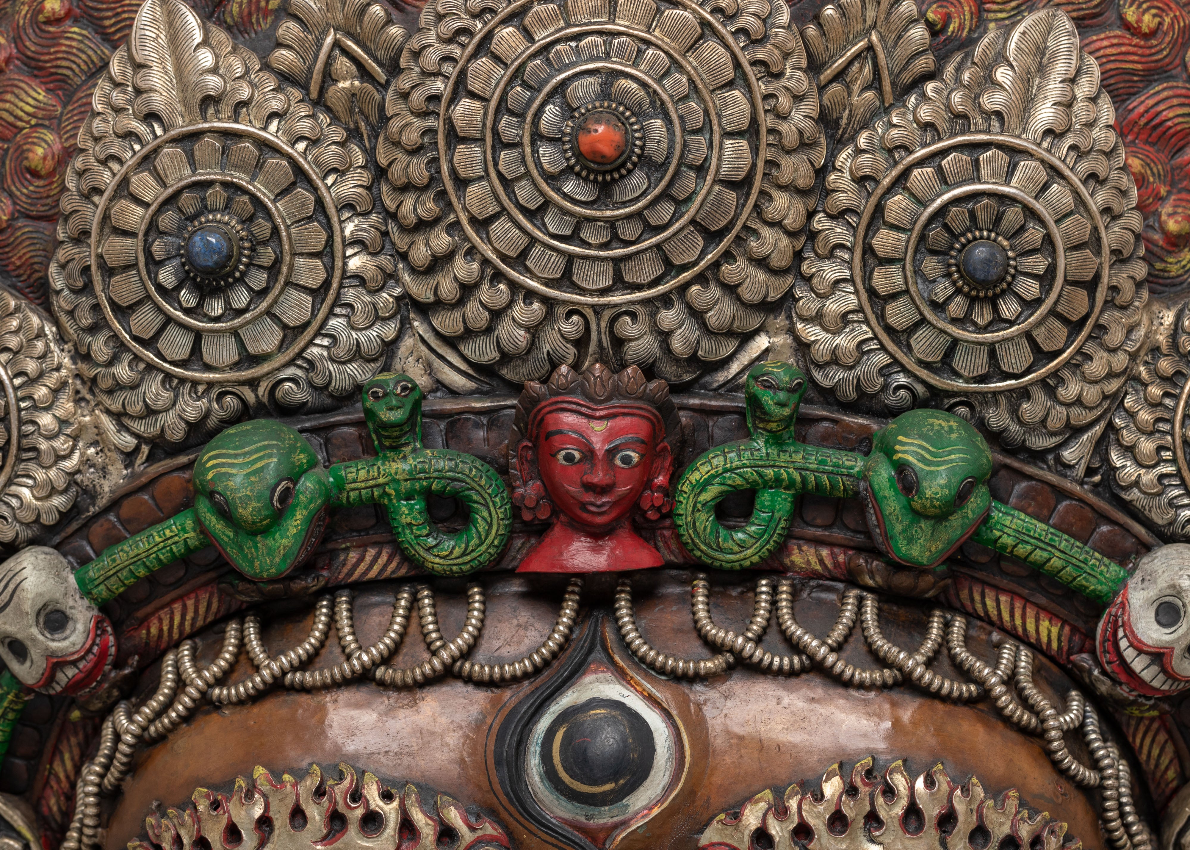 Handcrafted Bhairav Wall Sculpture: A Divine Protector for Your Space
