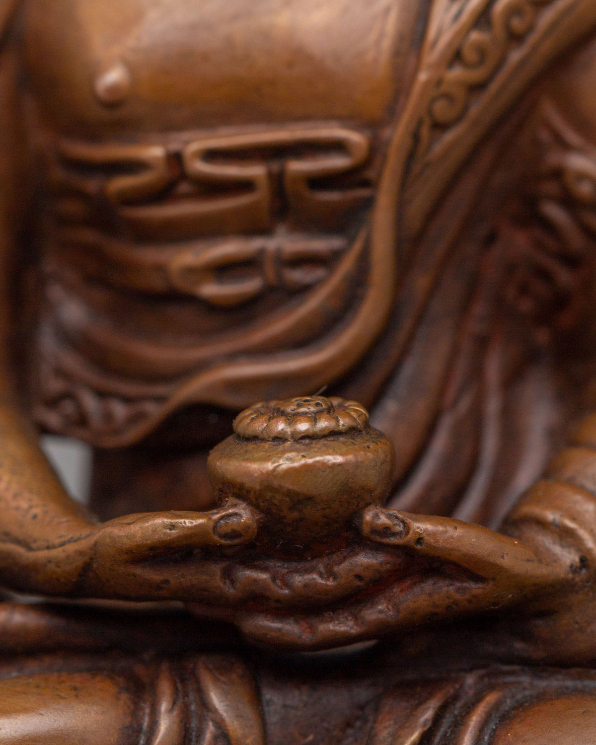 Amitabha Buddha Deity Statue | Handcrafted Copper & Wood Figure