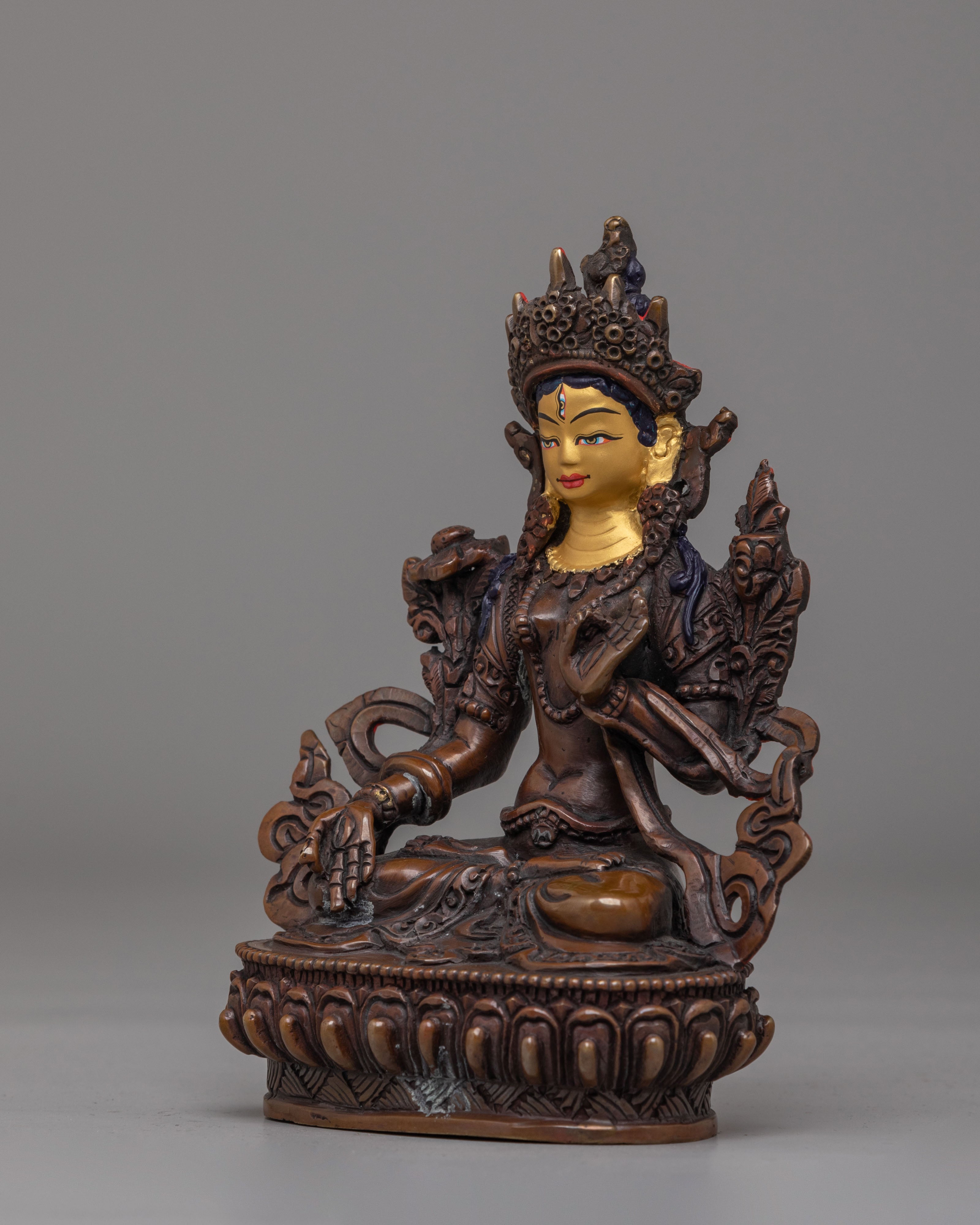 Himalayan White Tara Deity Statue | Sacred Tibetan Artwork