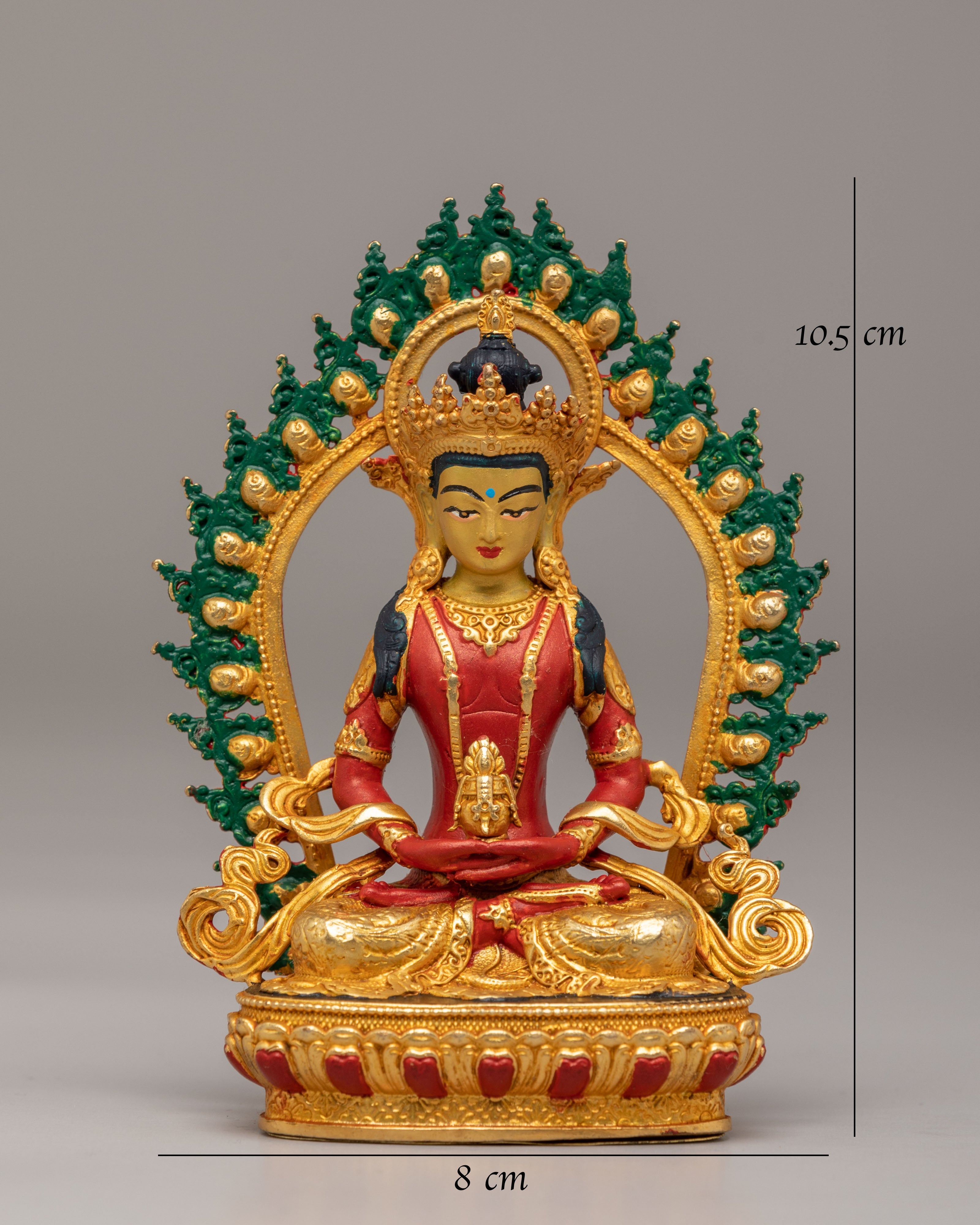 Handmade Amitayus Long Life Buddha Statue | 24K Gold Plated Buddhist Decor