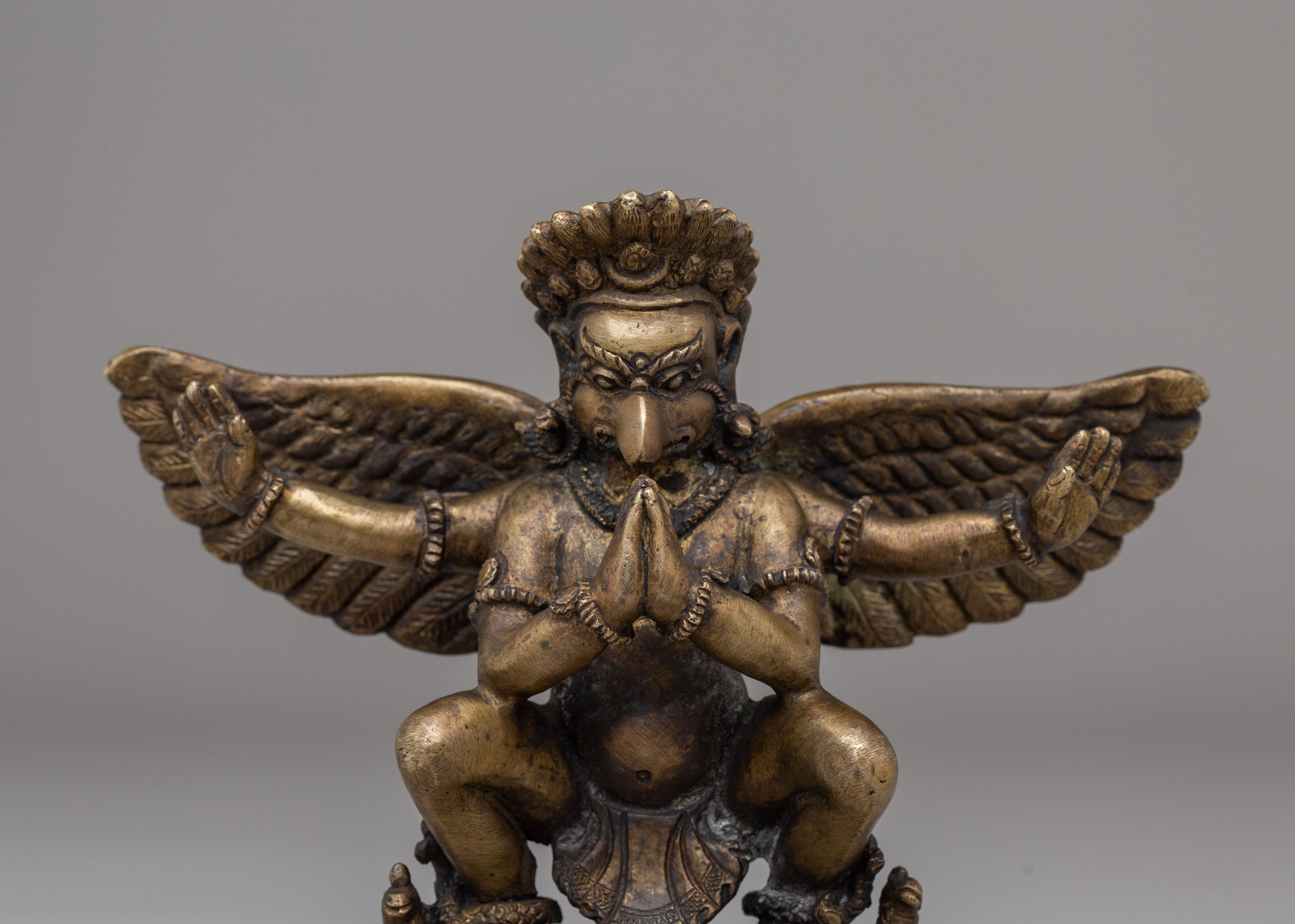 Protective Garuda Deity Statue | Handcrafted Bronze Sculpture for Spiritual Home Decor