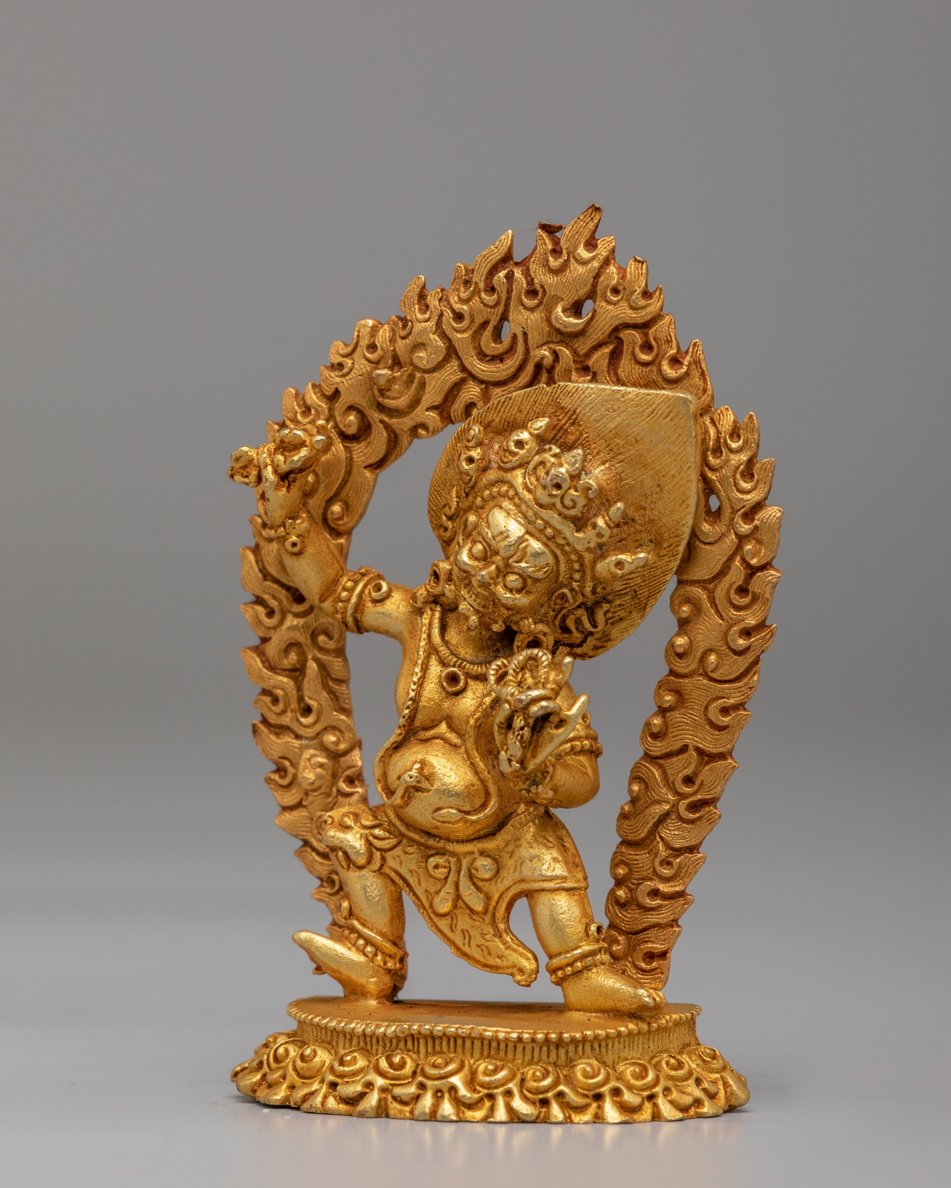 Handmade Vajrapani Statue | Gold Plated Copper Protector Deity