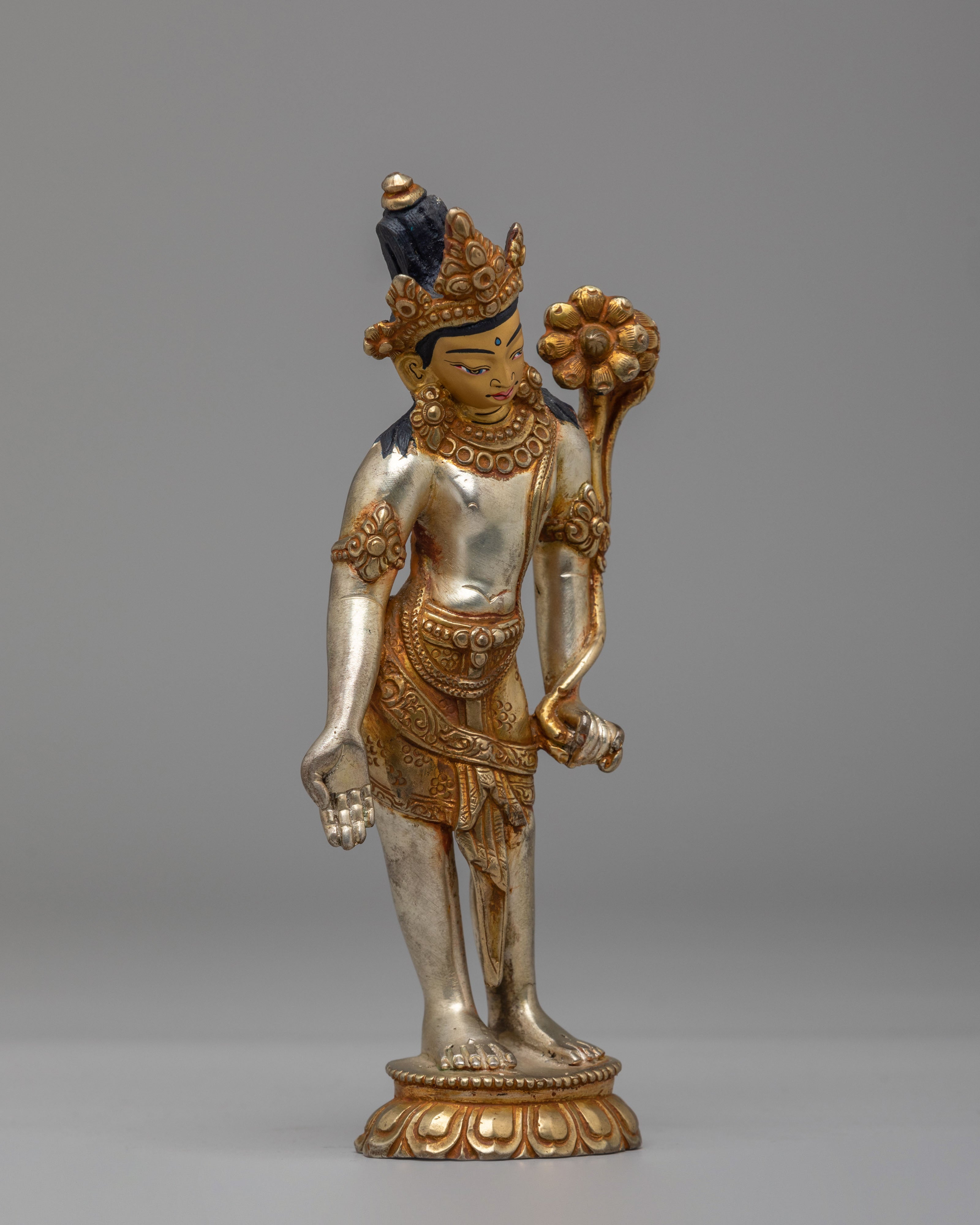 Tibetan Standing Tara Statue | Gold-Plated Tara Figurine for Meditation