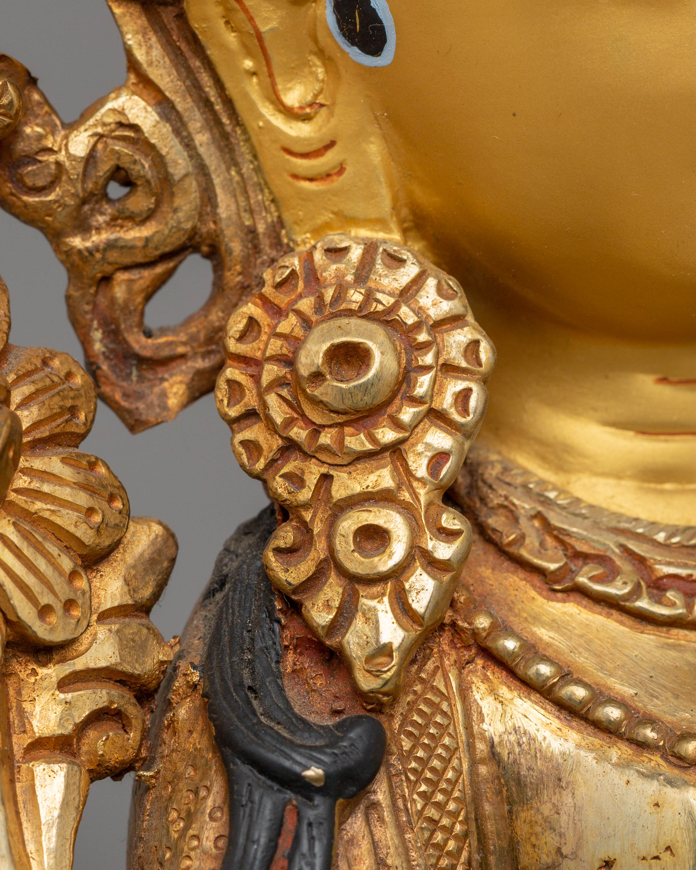 Handcrafted White Tara Copper Statue with 24K Gold Gilding