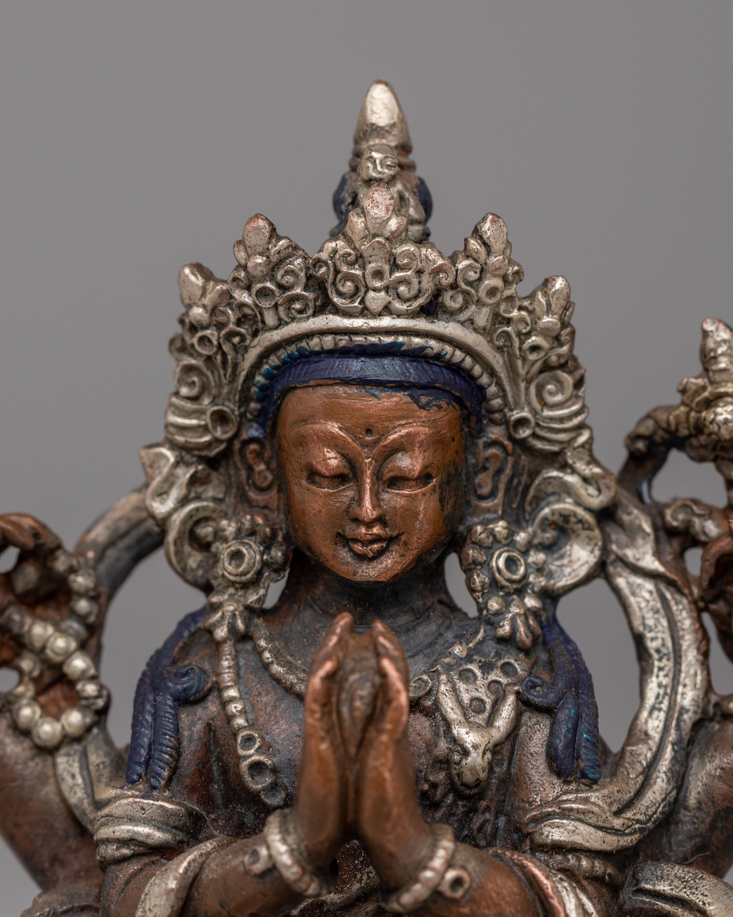 Tibetan Chenrezig Compassion Deity Statue | Bodhisattva Avalokiteshvara Figurine