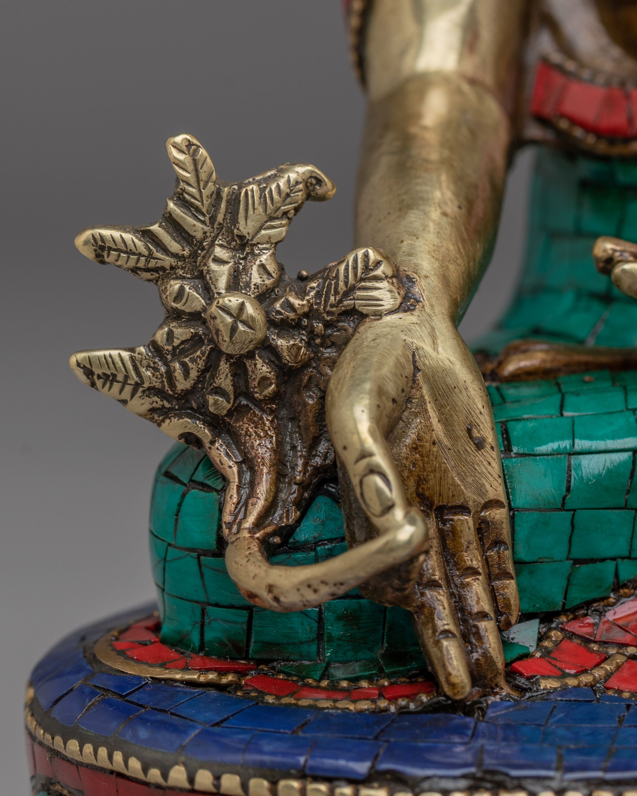 Medicine Buddha Statue With Healing Nectar | Handcrafted Tibetan Sculpture