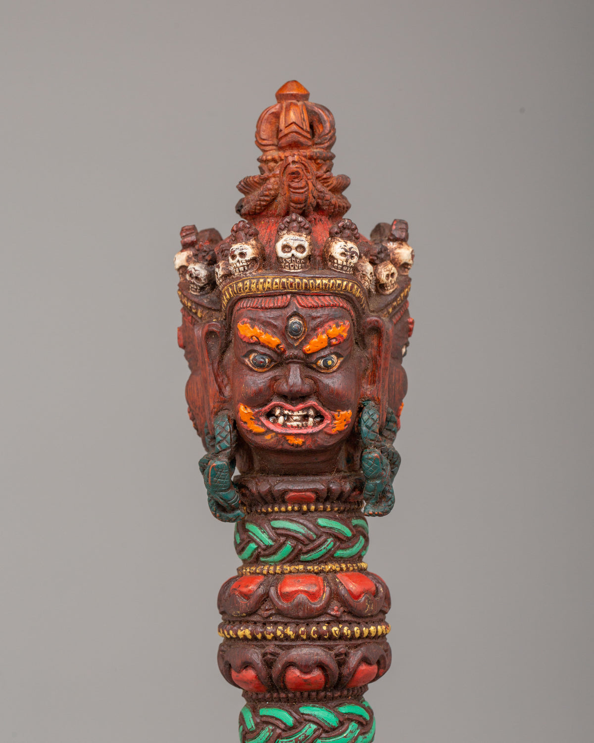 Hand-Carved Phurba with Tortoise Base | Traditional Vajrayana Ritual Dagger
