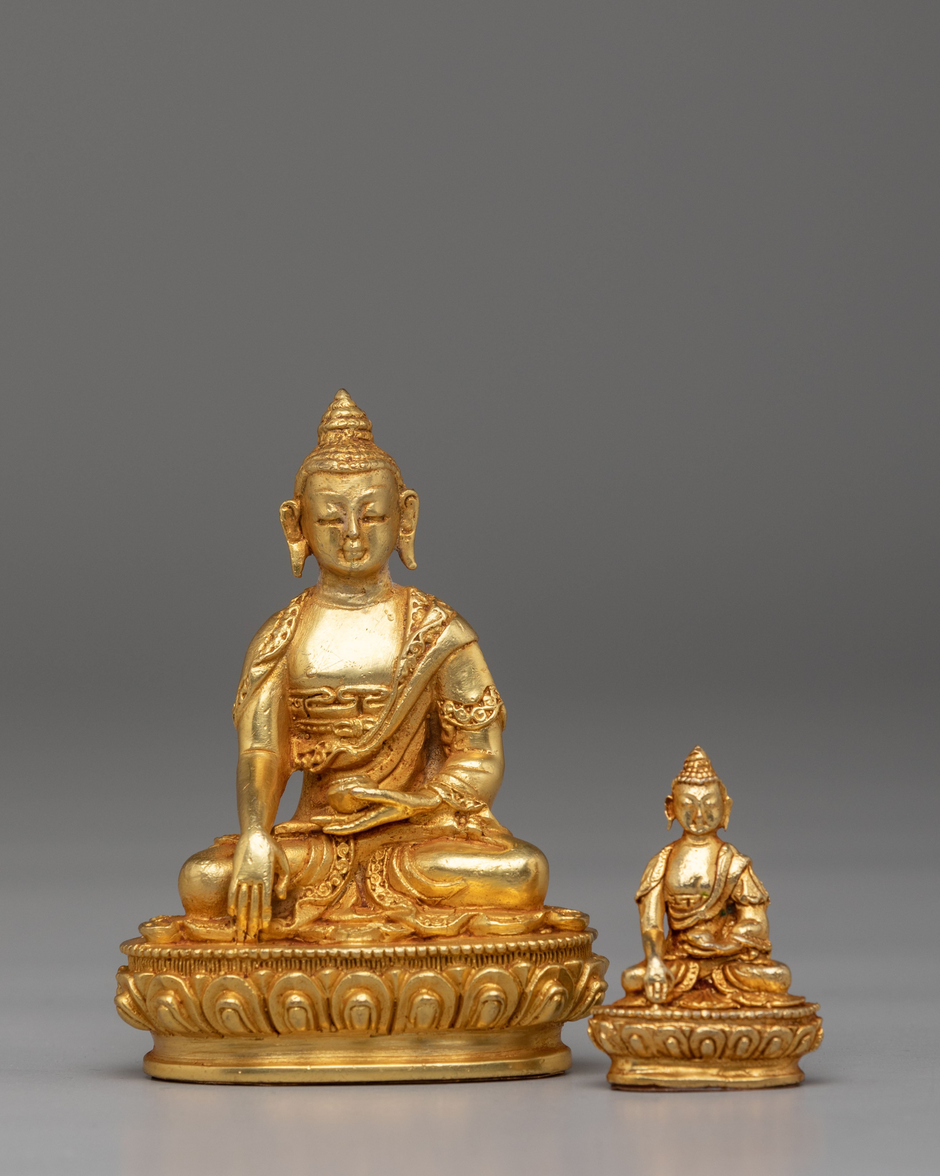 Handcrafted Two Buddha Set | Shakyamuni & Amitabha Buddha Figurines
