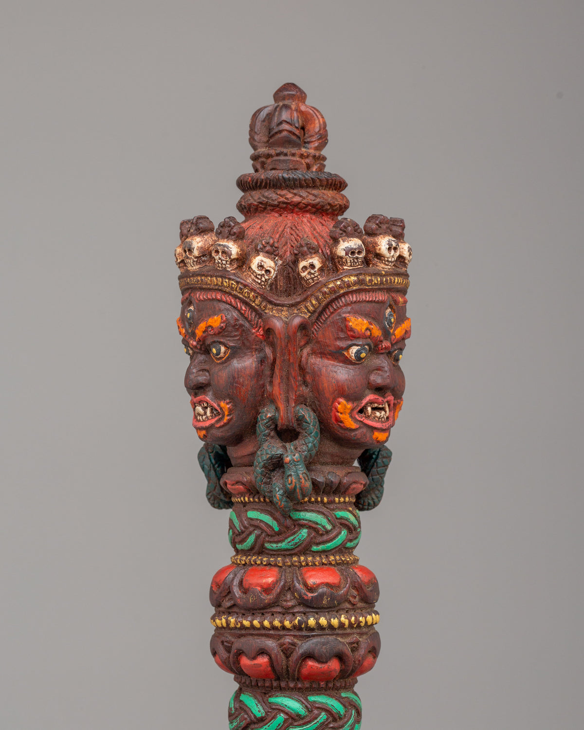 Hand-Carved Phurba with Tortoise Base | Traditional Vajrayana Ritual Dagger