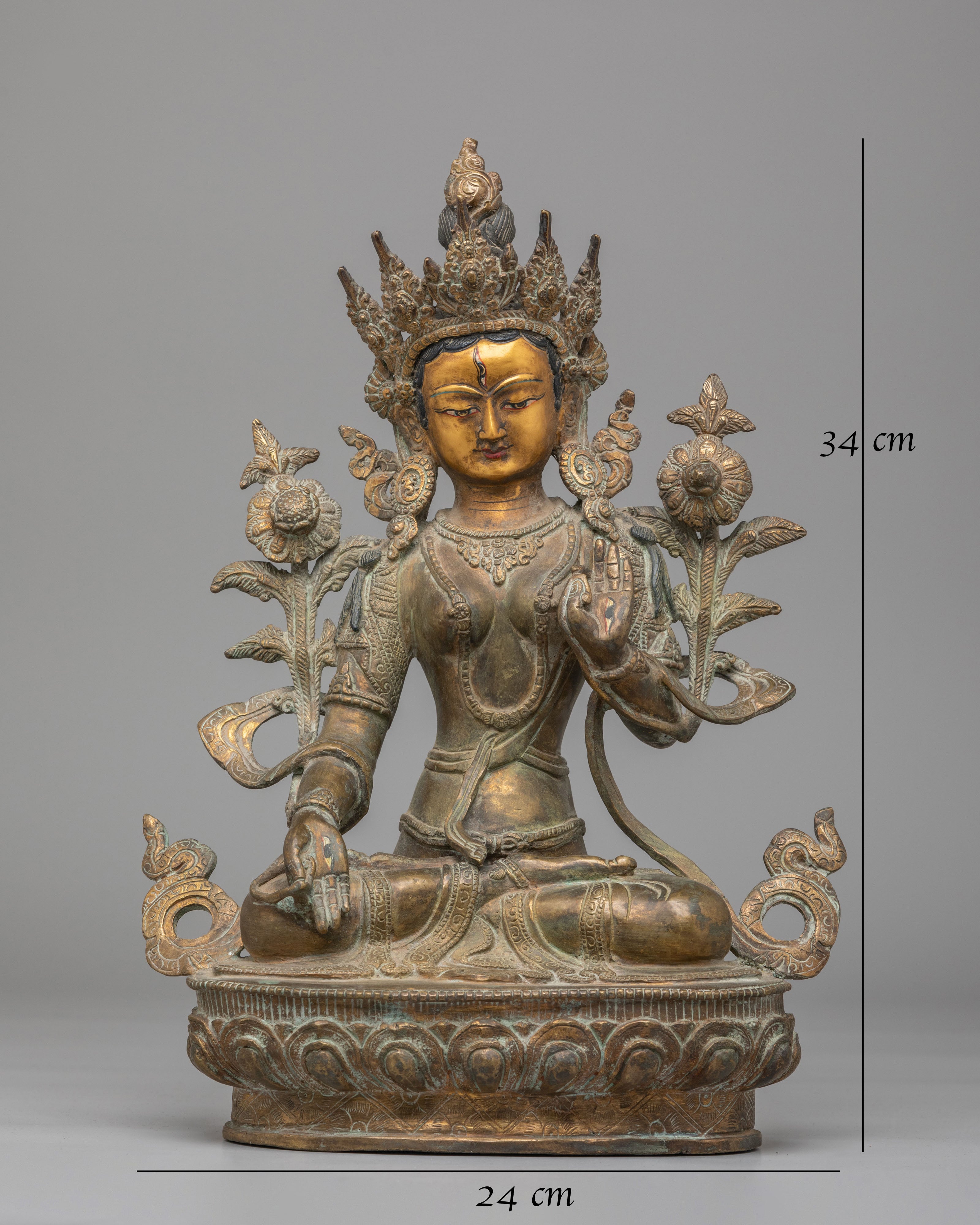Tibetan White Tara Deity Statue | Handcrafted Divine Goddess Sculpture