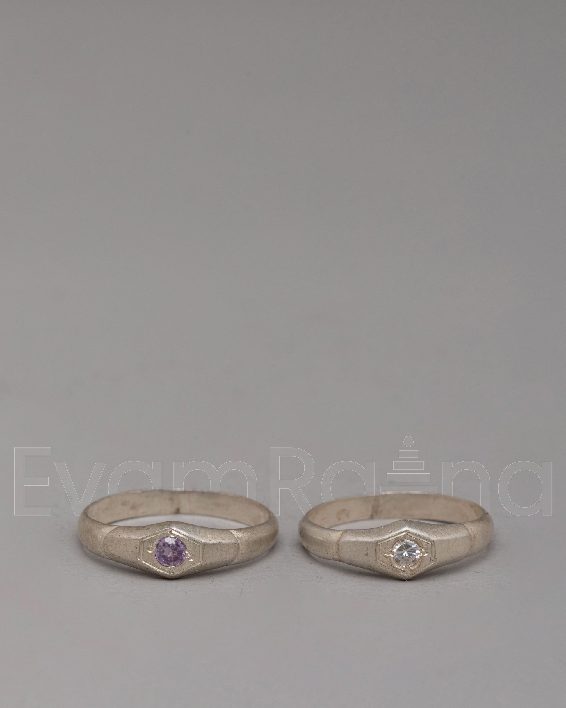 Artisan Silver Stone Ring Set 