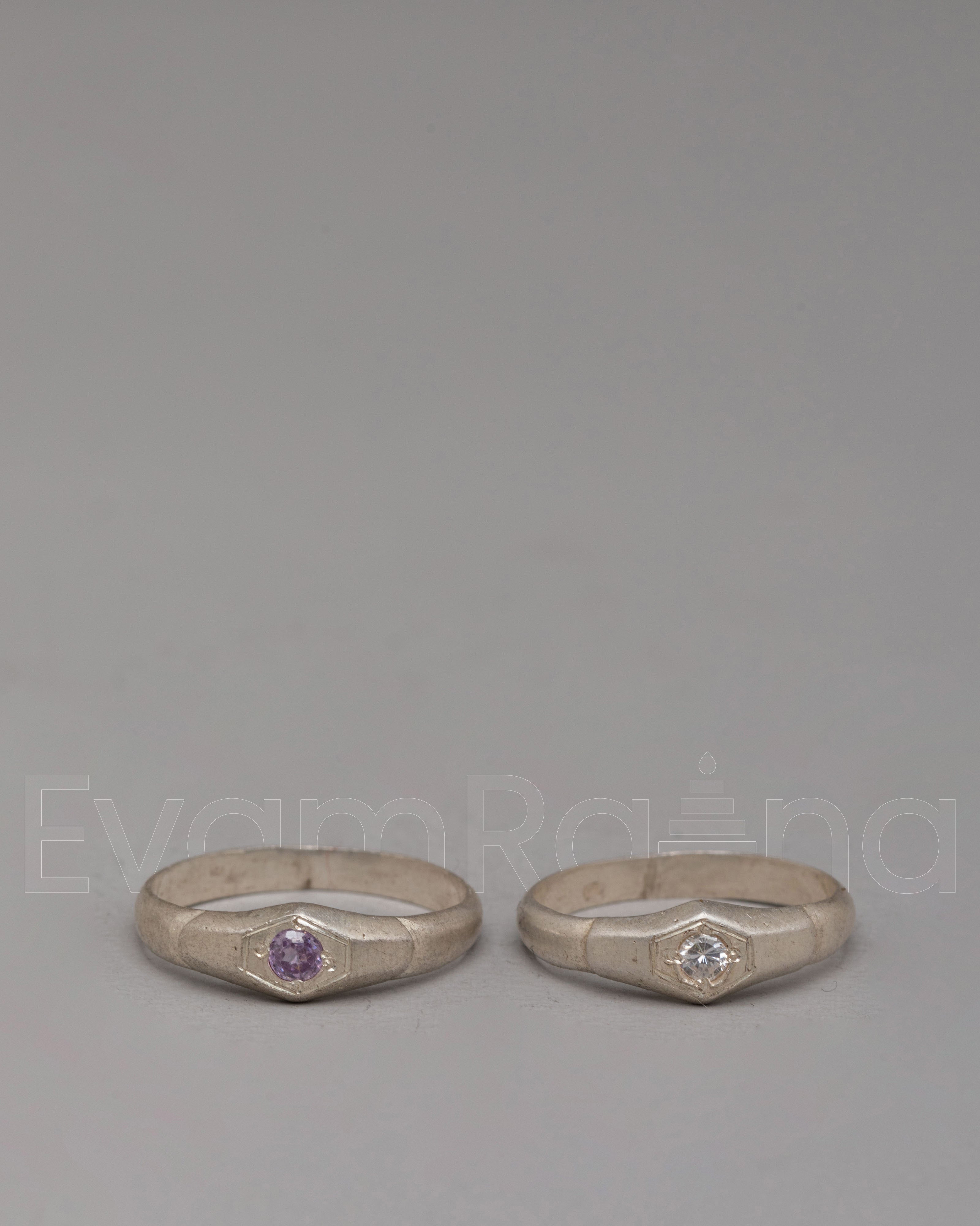 Artisan Silver Stone Ring Set 
