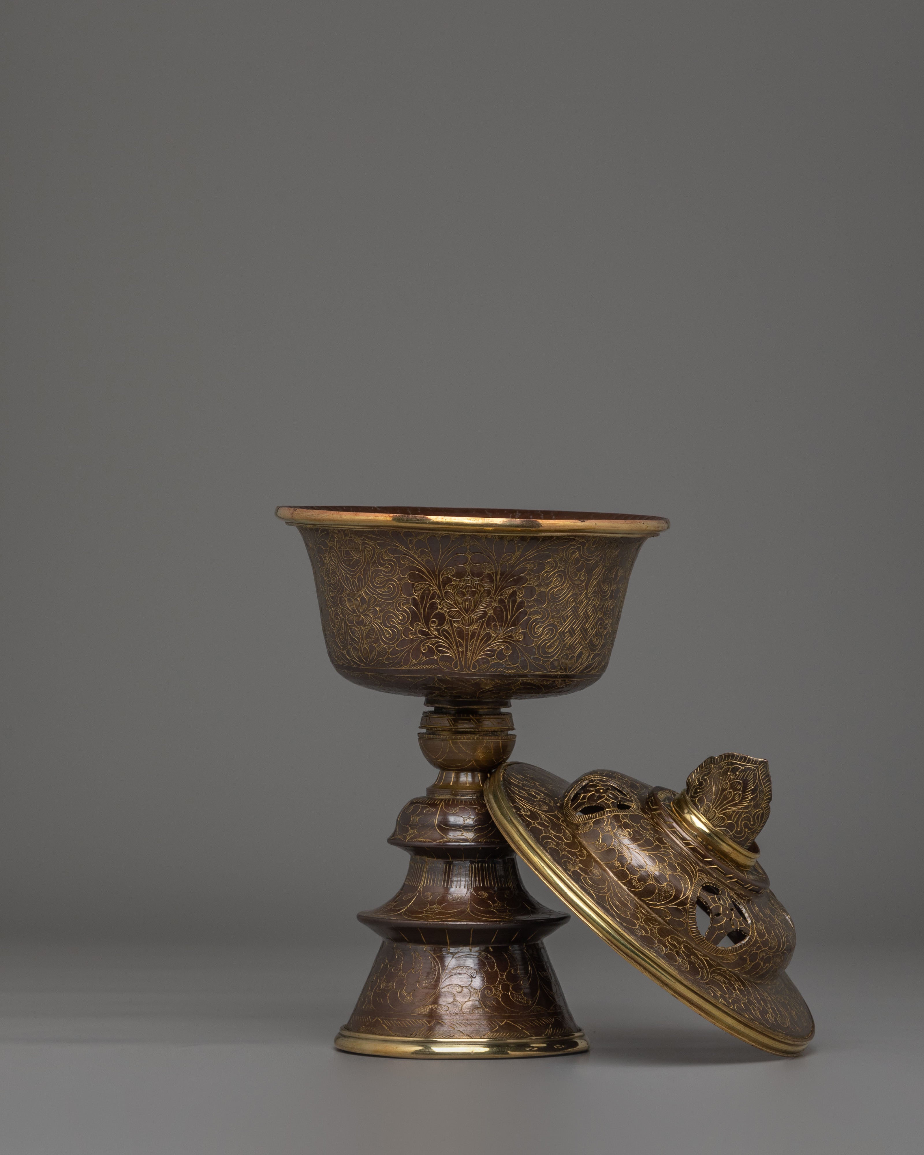 Spiritual Butter Lamp Set for Offerings | Brass & Copper Offering Lamps