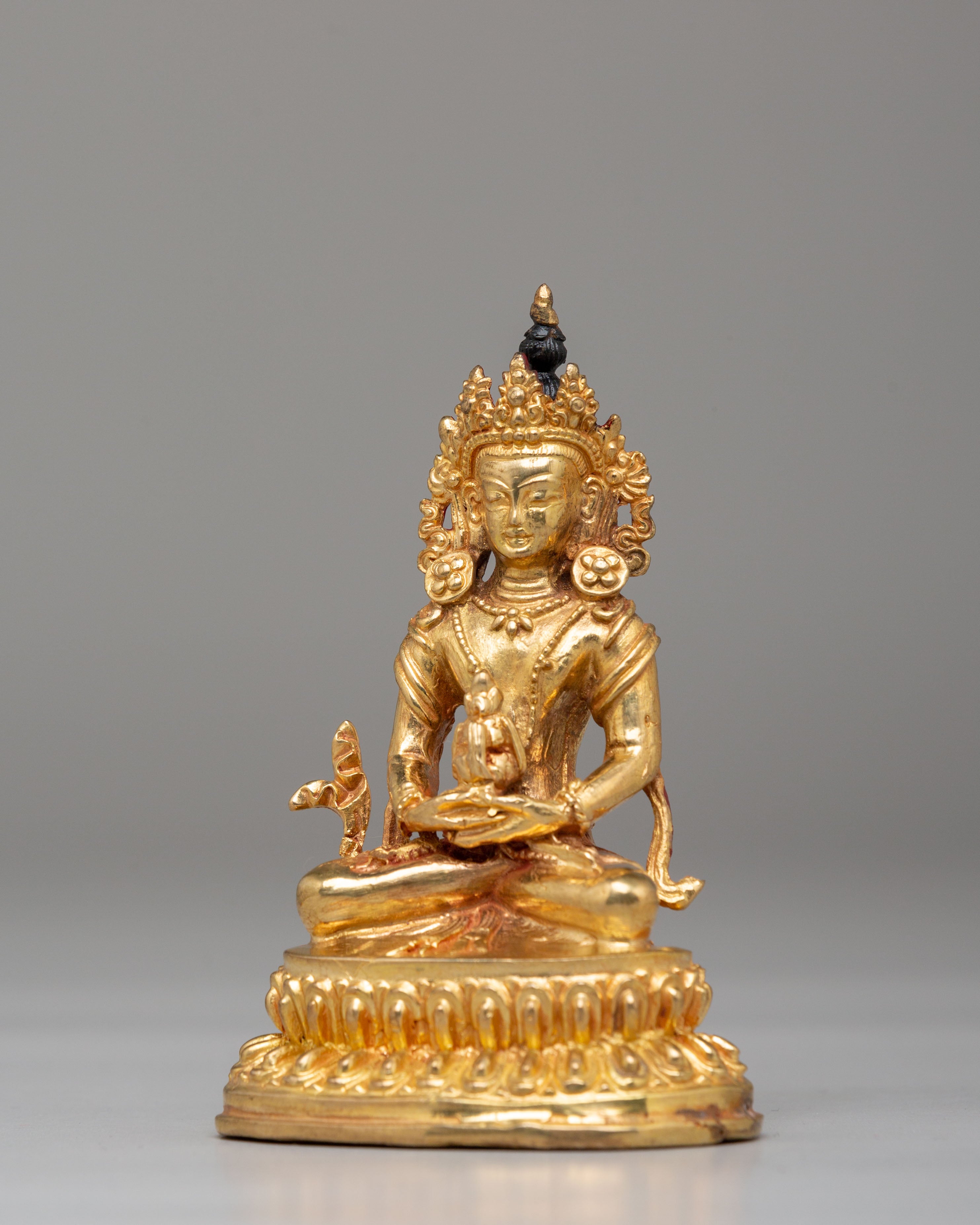 Sacred Amitayus Longevity Deity Statue | Mercury Gold Plated Copper