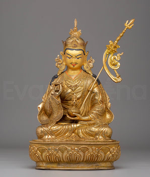 Handcrafted Guru Tsokye Dorje Statue with Copper Body and 24K Gold Gilding