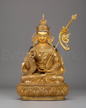 Handcrafted Guru Tsokye Dorje Statue with Copper Body and 24K Gold Gilding