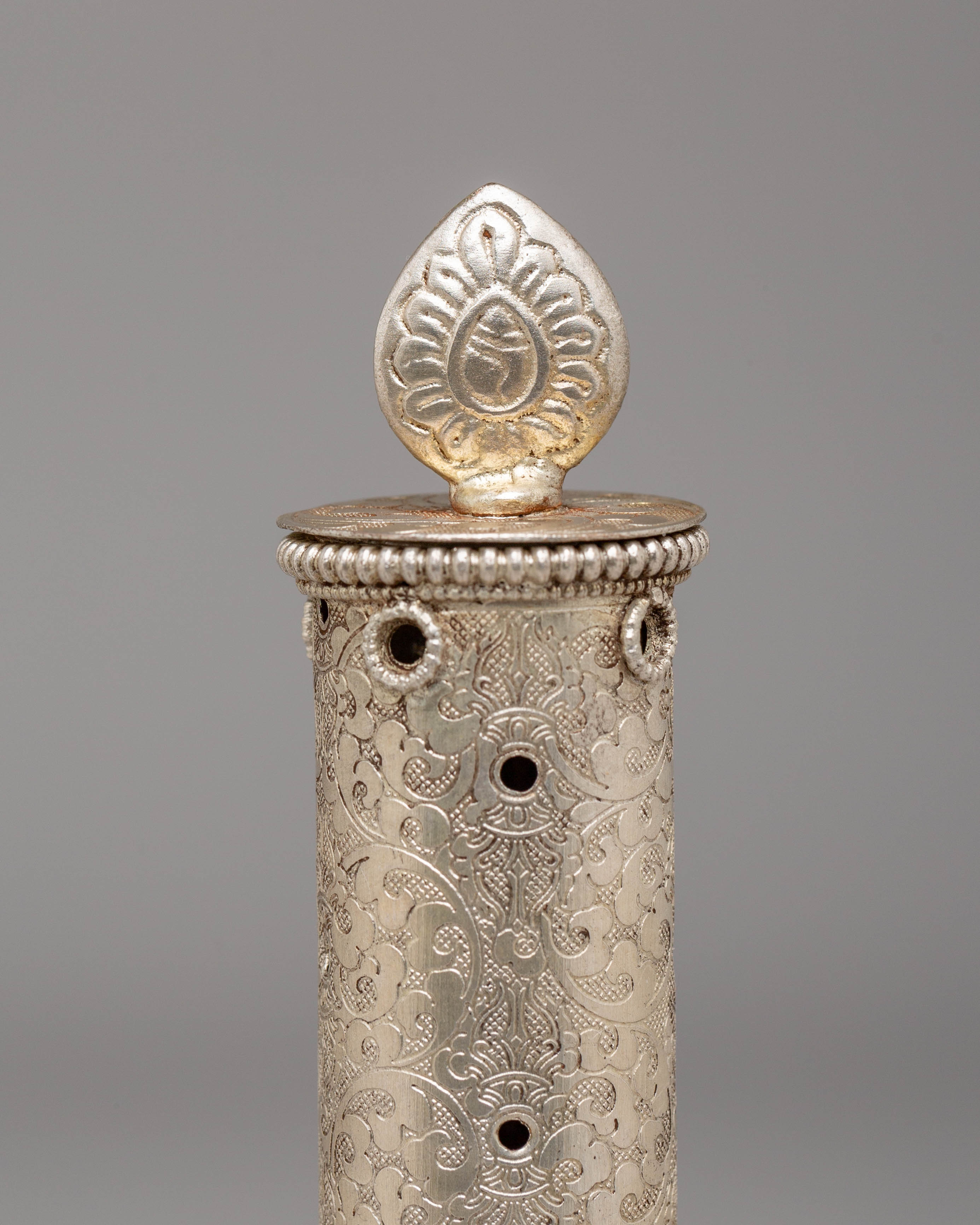 Buddhist Incense Holder for Rituals | Handcrafted Gemstone & Silver Design