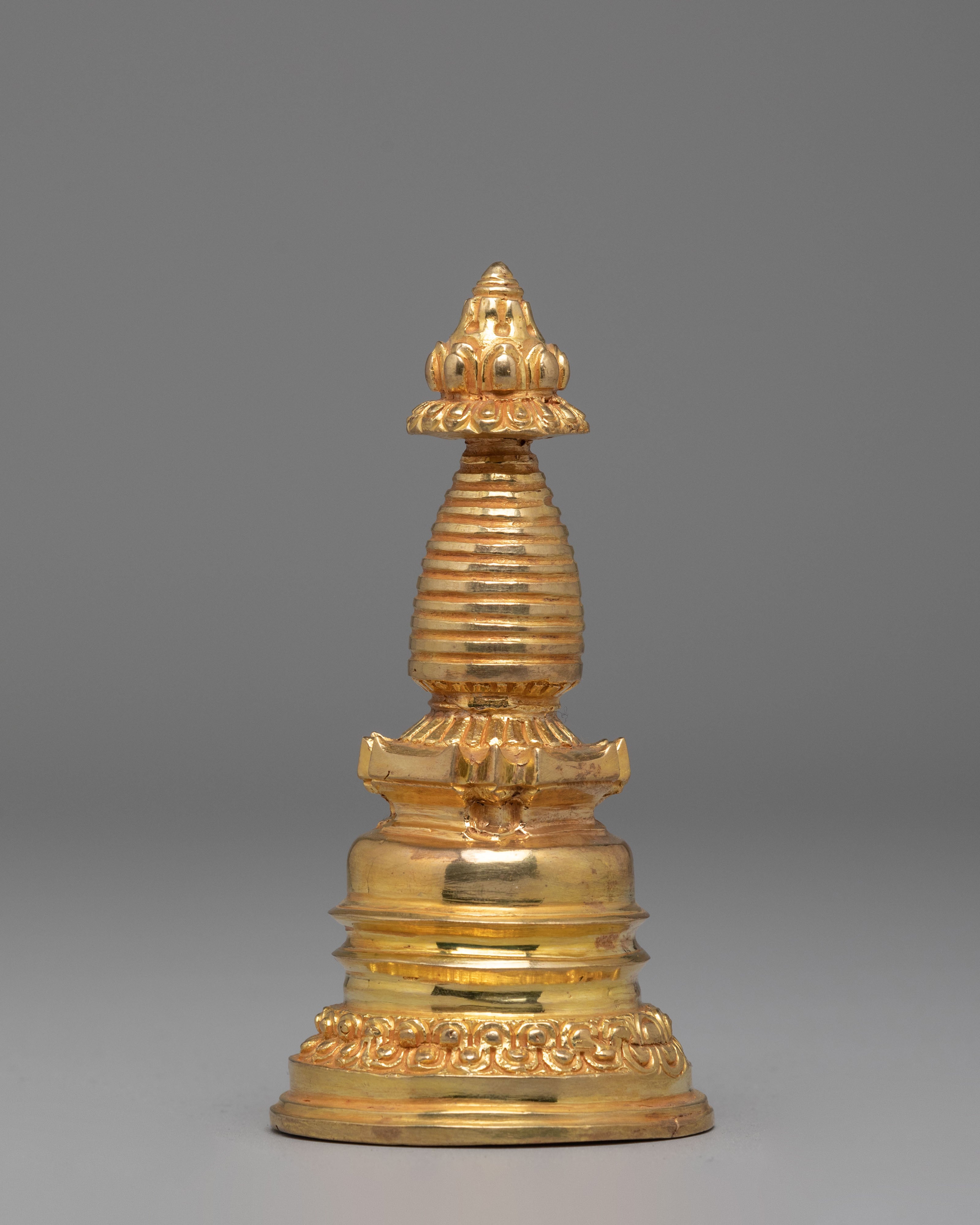 Traditional Tibetan Kadampa Chorten | Gold Plated Buddhist Stupa