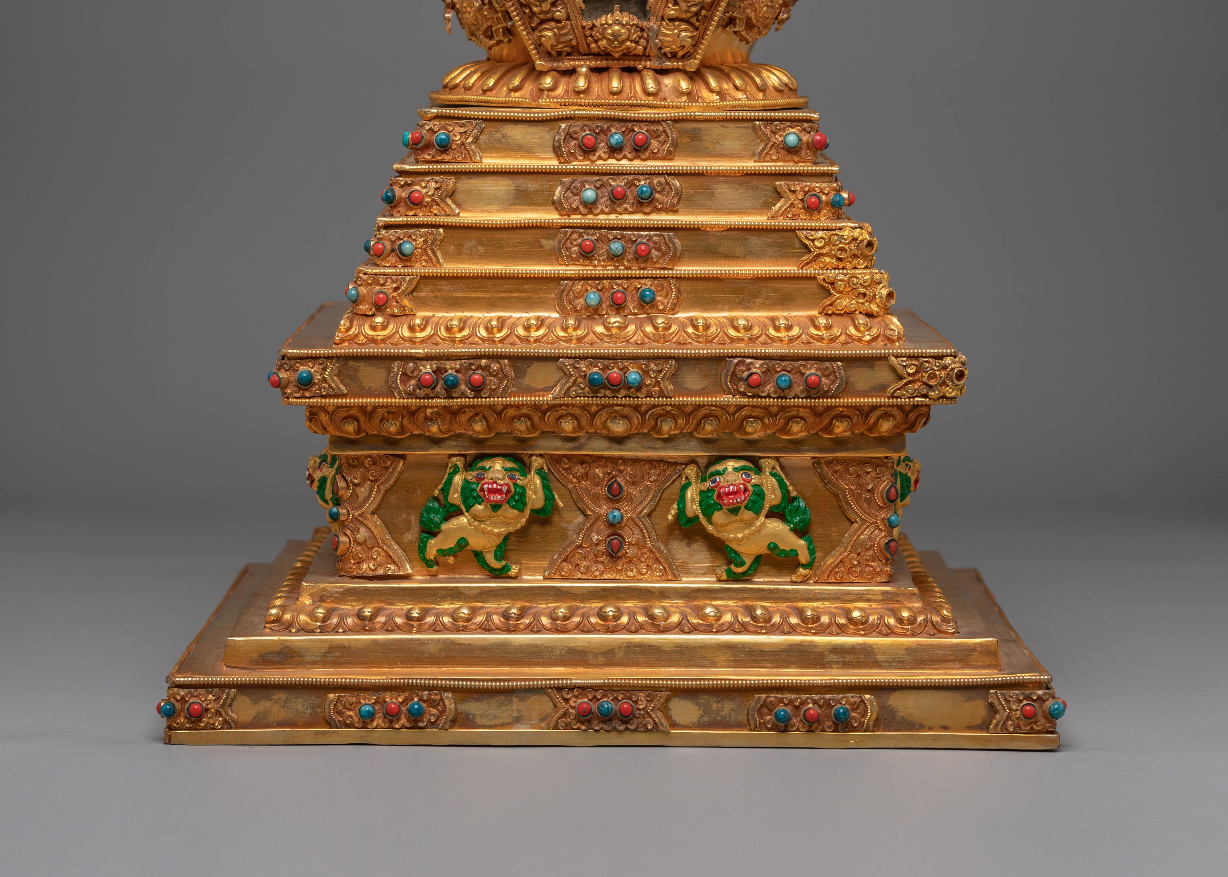 Spiritual Handcrafted Tibetan Stupa | Copper with Gold Plating