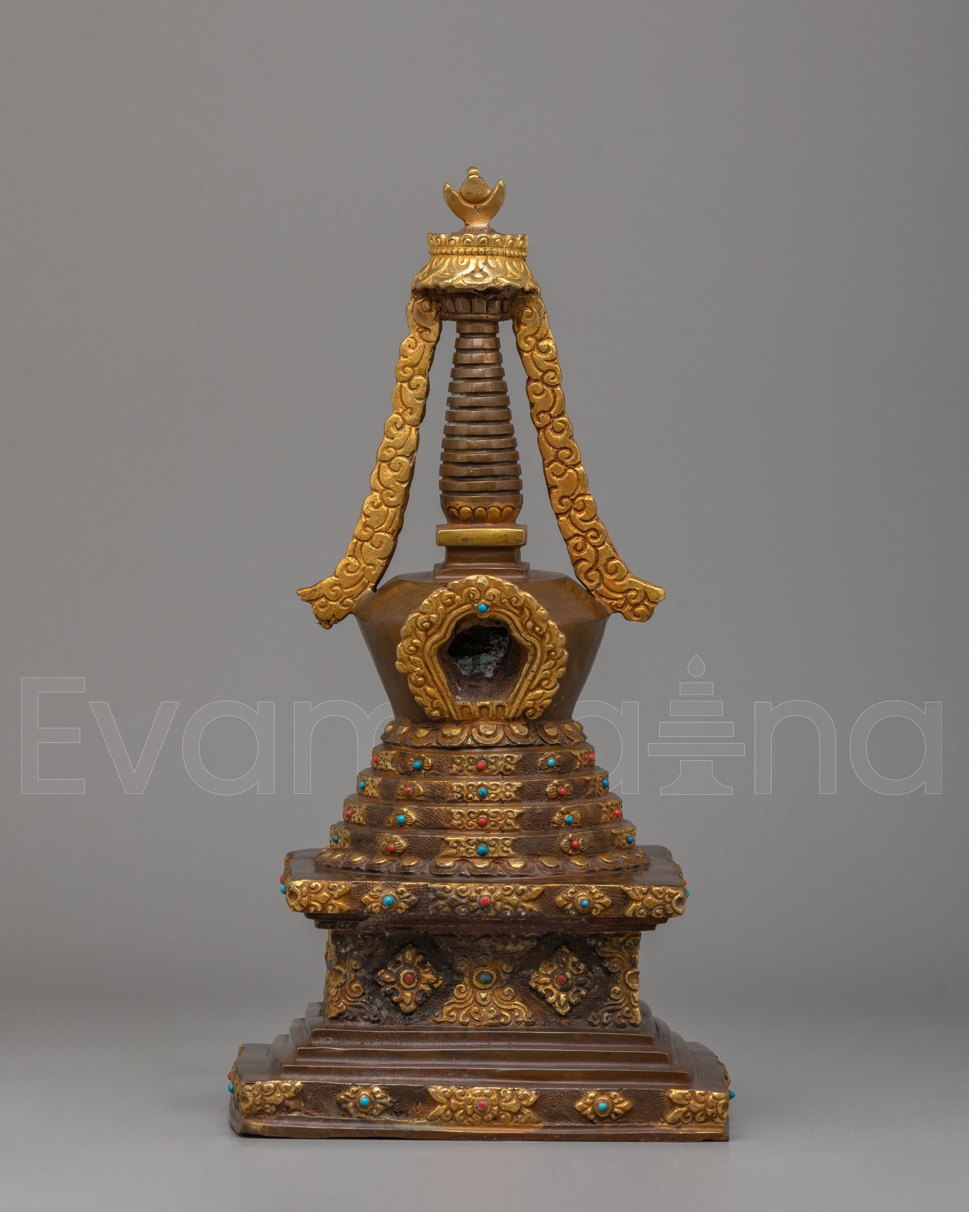 Handcrafted Lotus Blossom Stupa