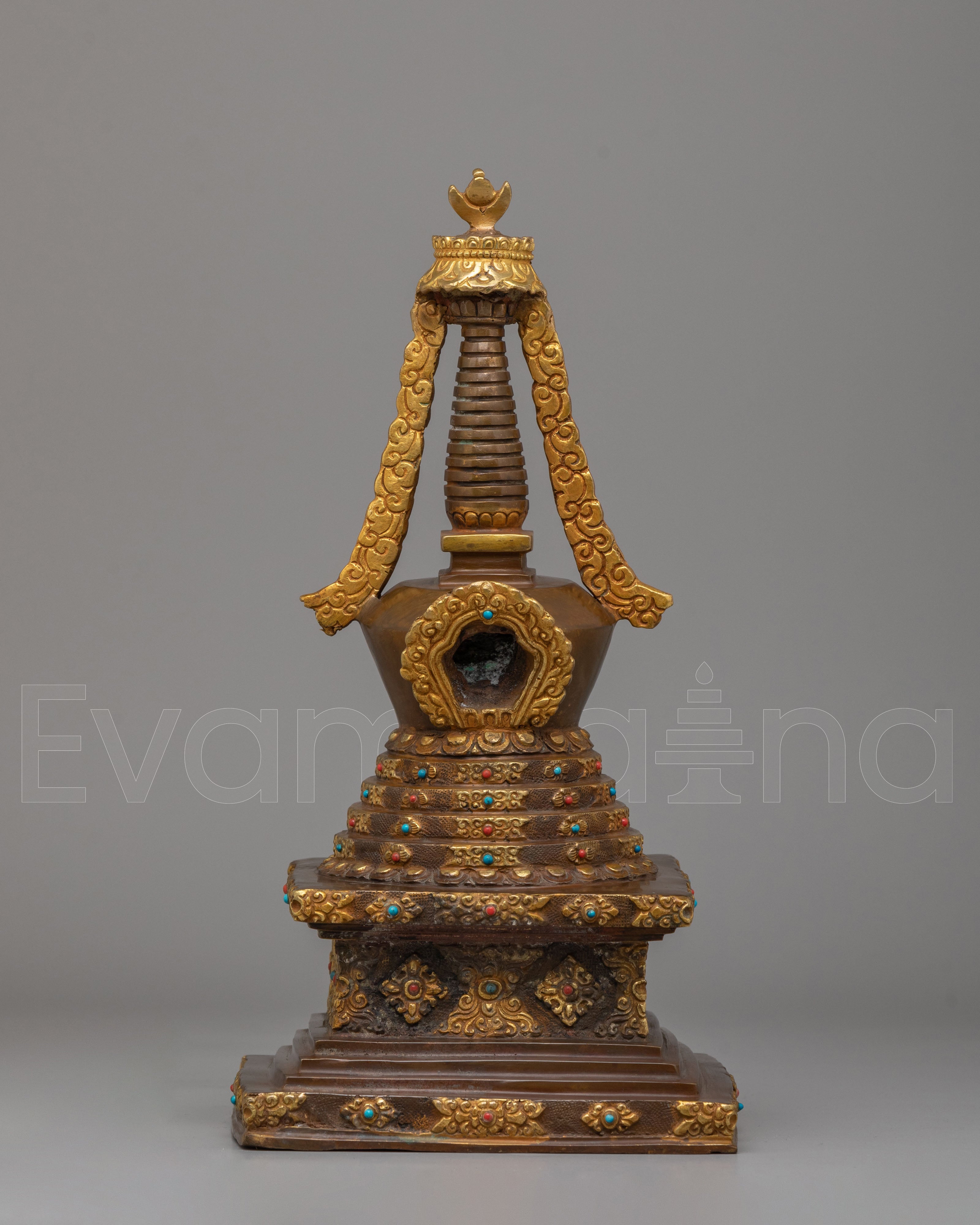 Handcrafted Lotus Blossom Stupa