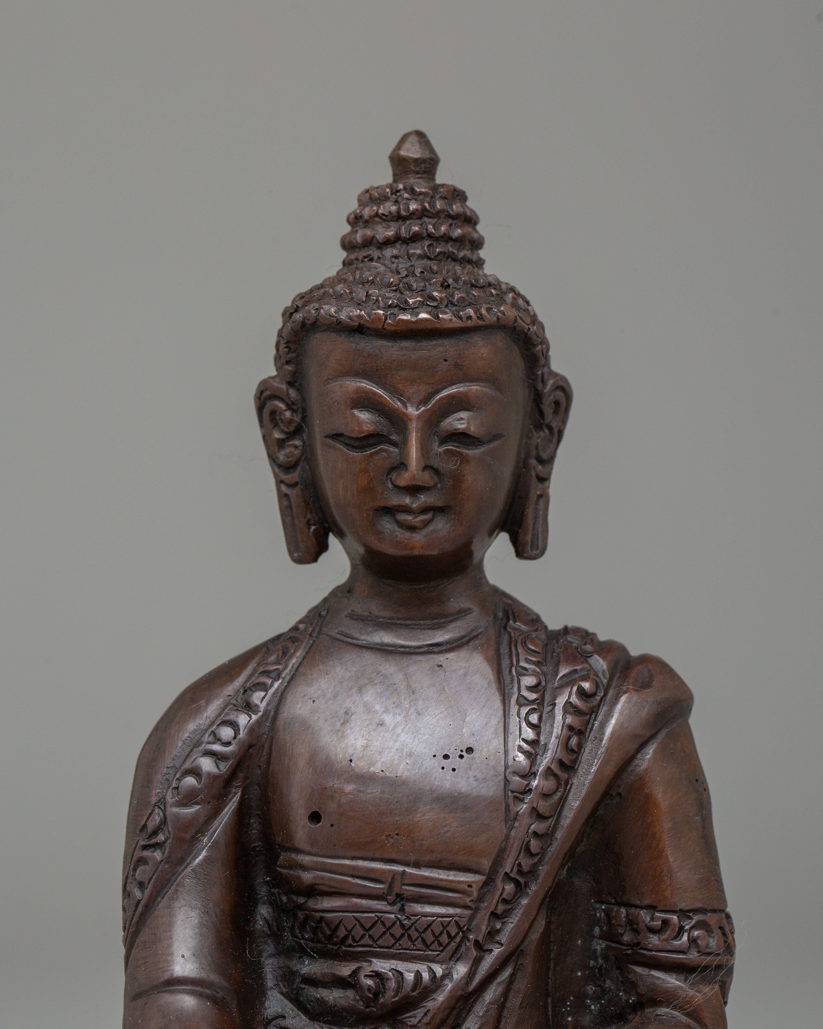 Oxidized Copper Shakyamuni Buddha Statue | Tibetan Artwork