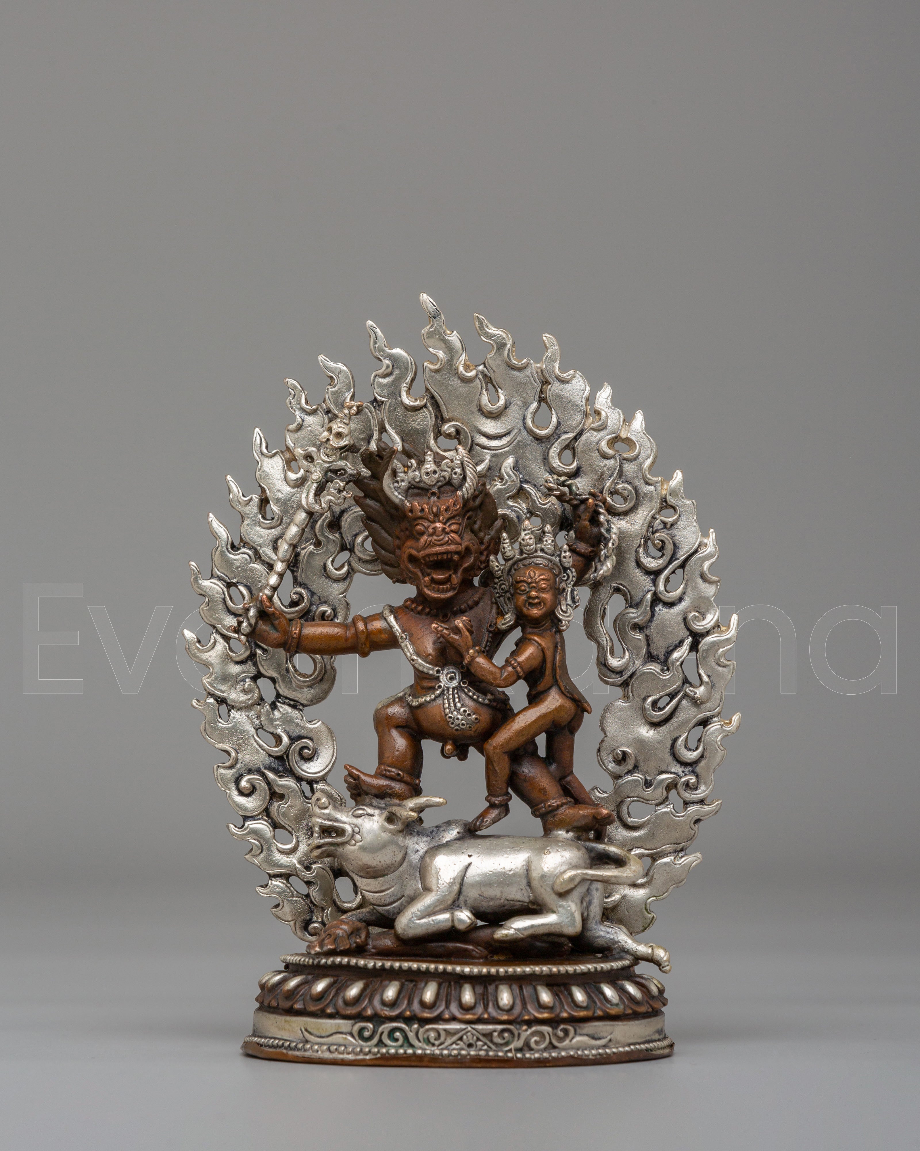 Yama Dharmaraja With Consort Statue