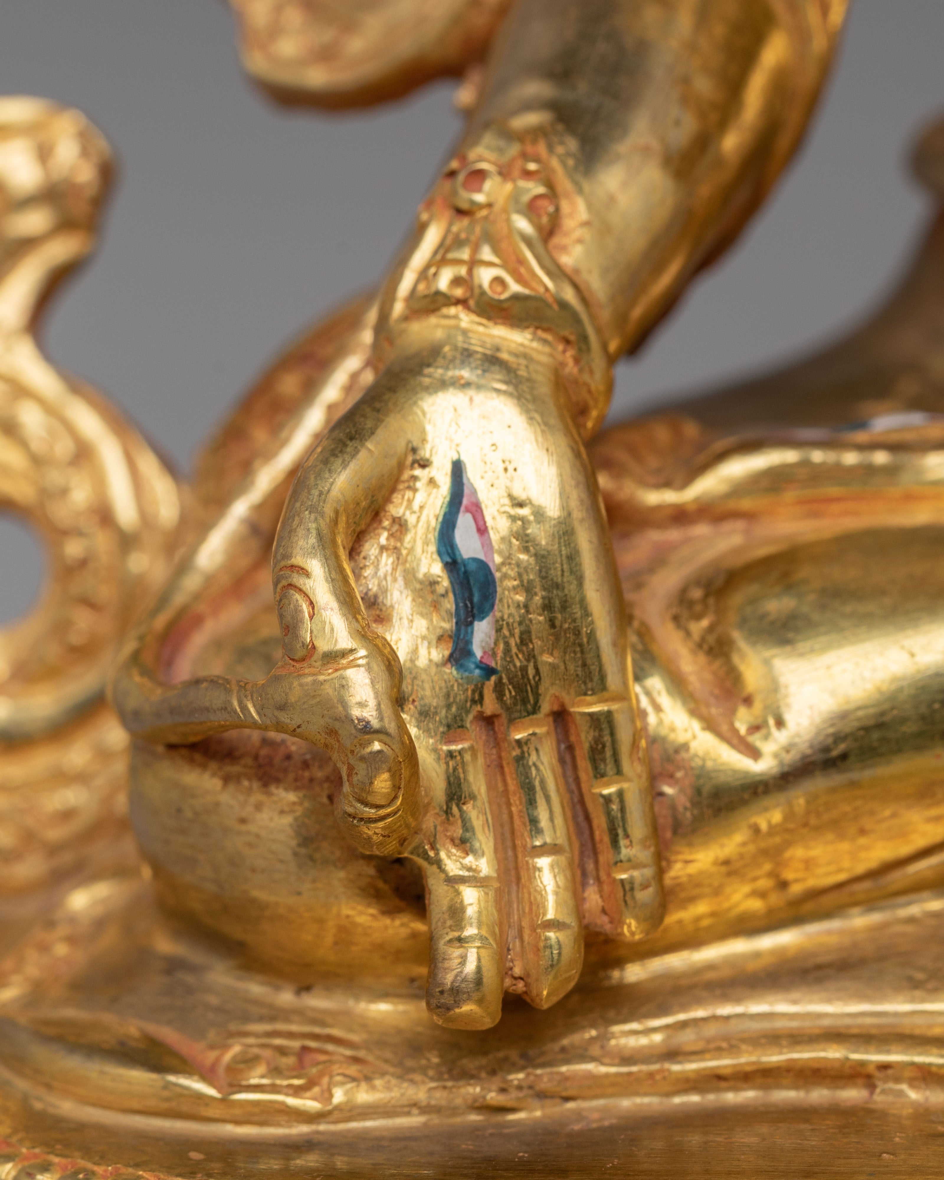 Handcrafted Seven-Eyed White Tara Statue | Tibetan Sculpture for Altar