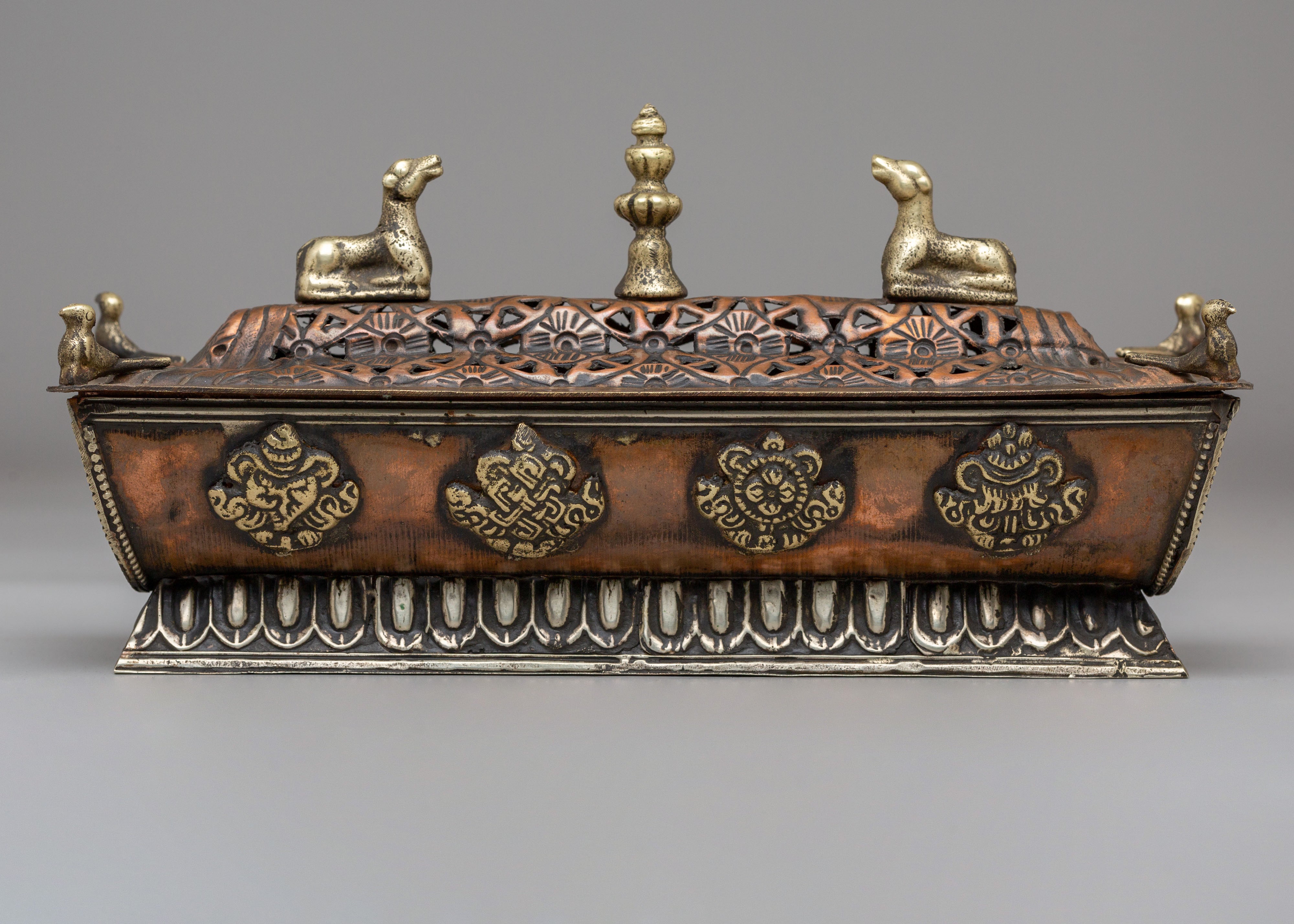 Handmade Buddhist Incense Burner | Copper Body with Electro Gold Plating