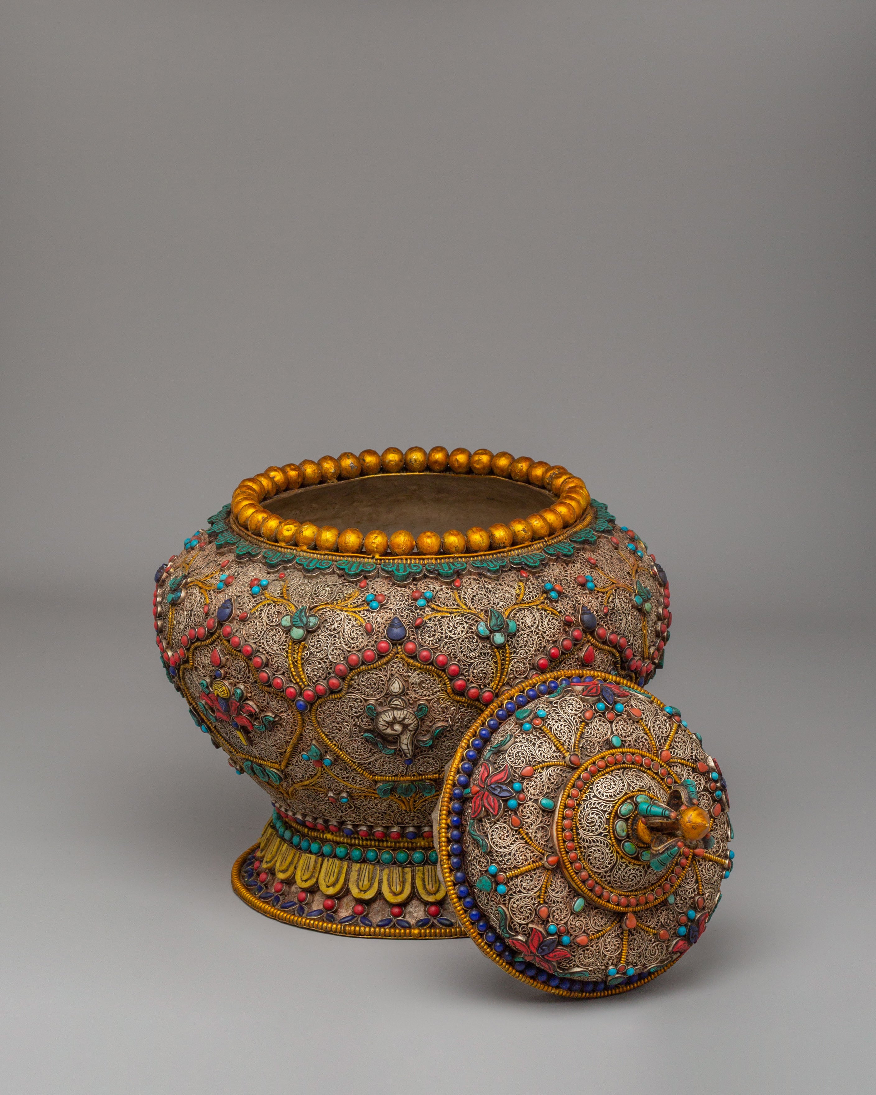 Auspicious Symbol Rice Pot | Buddhist Altar Rice Pot